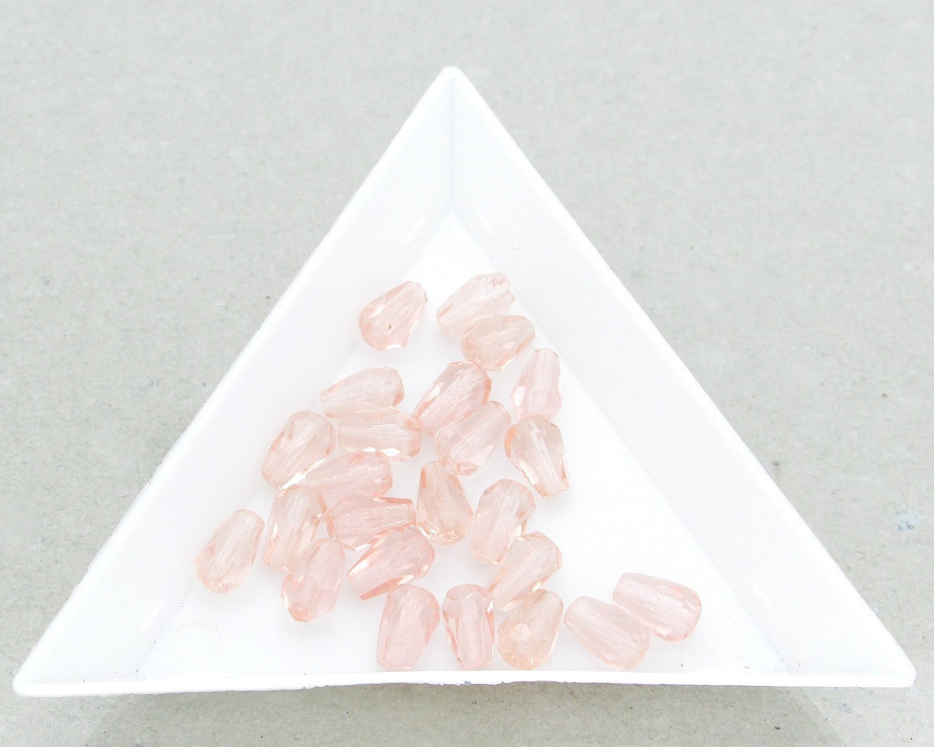 Rosaline 7x5mm Pear Beads, Pale Pink Faceted Teardrops, Czech Fire Polished Glass Droplets