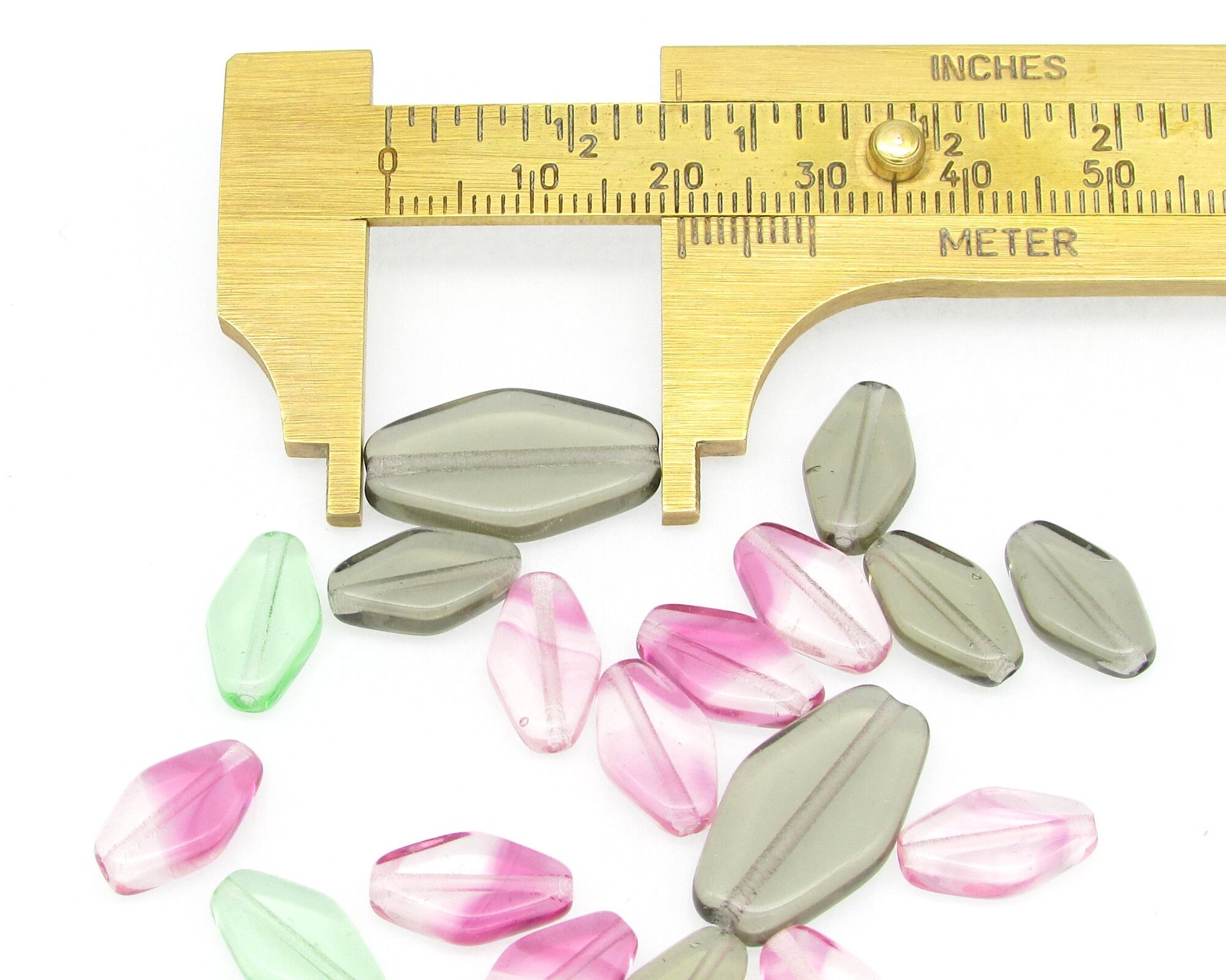 13x8mm Flat Diamond Pressed Glass Beads