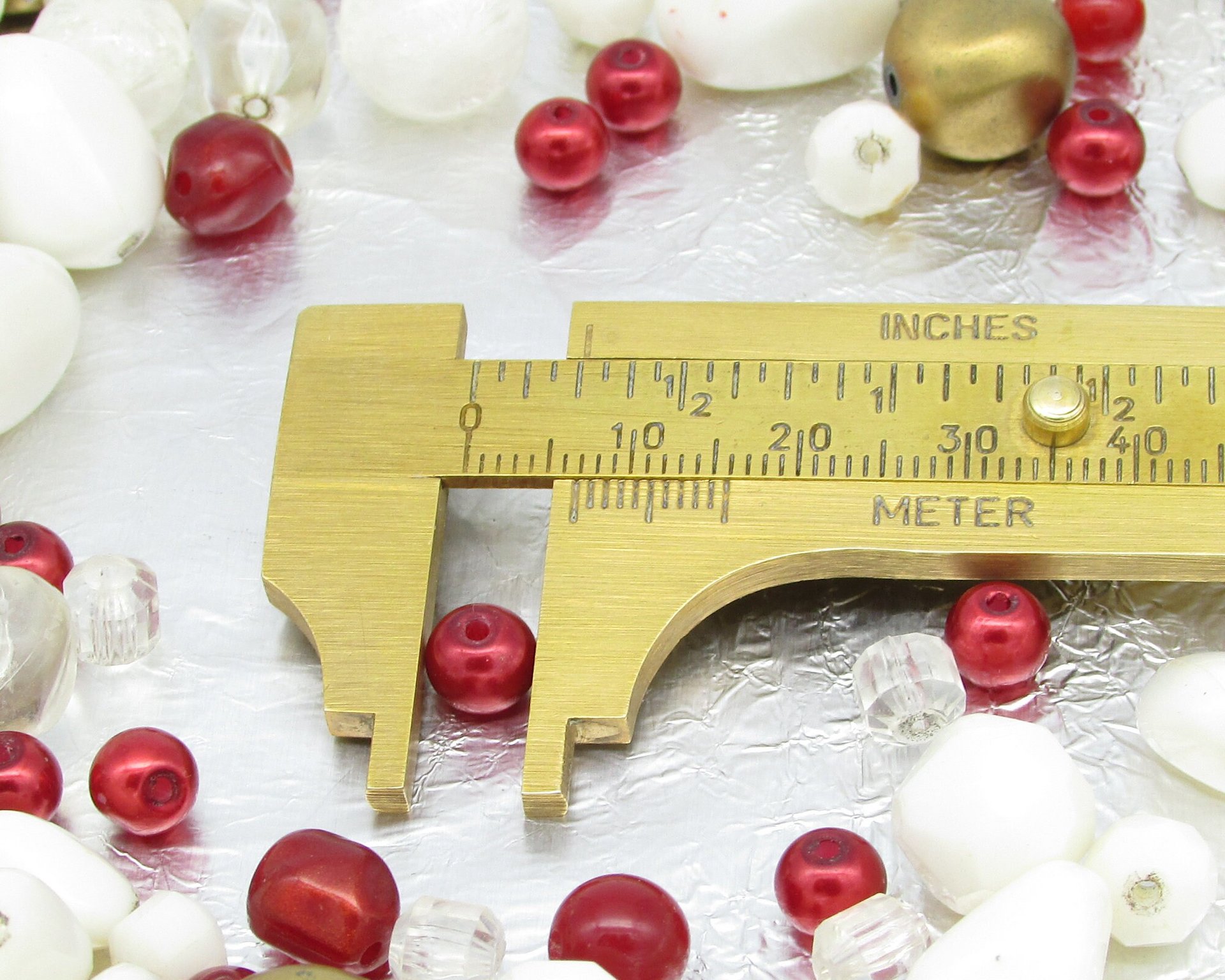 Red and White Bead Mix, Vintage Salvaged Plastic Jewelry Components  