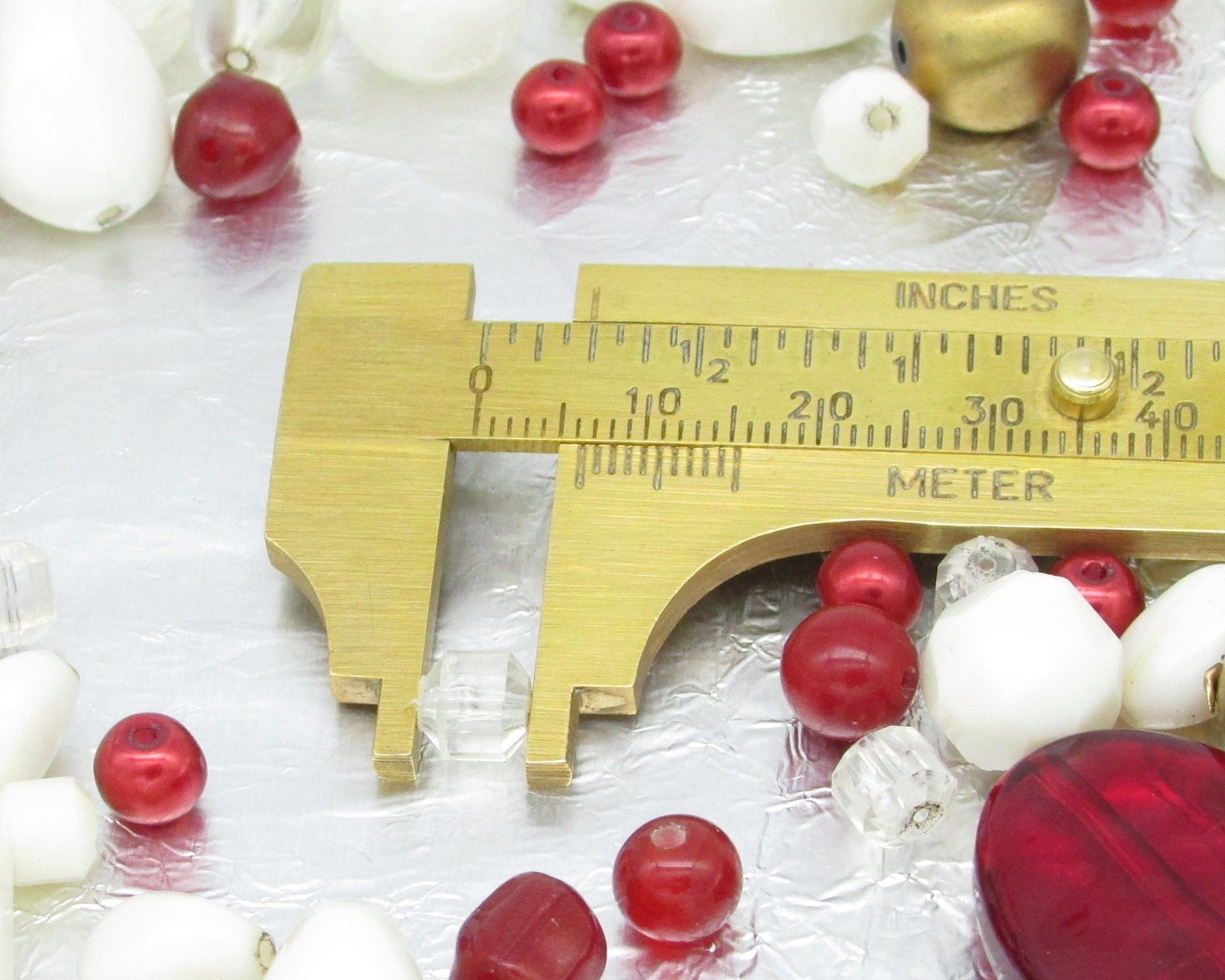 Red and White Bead Mix, Vintage Salvaged Plastic Jewelry Components  