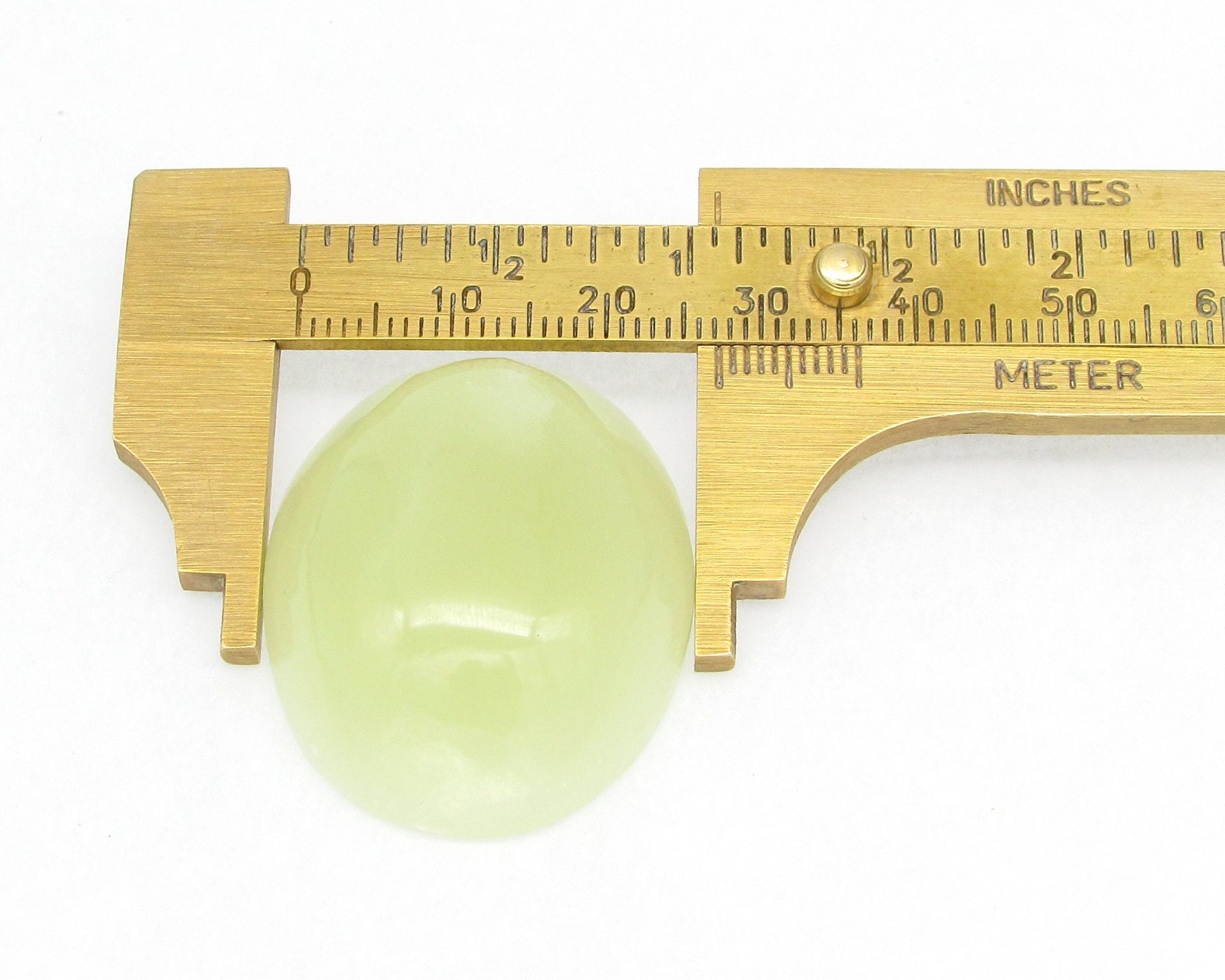 Prehnite Cabochon, Domed Oval Gemstone 35.3x26mm 83.65ct Pale Green Flat Back Stone