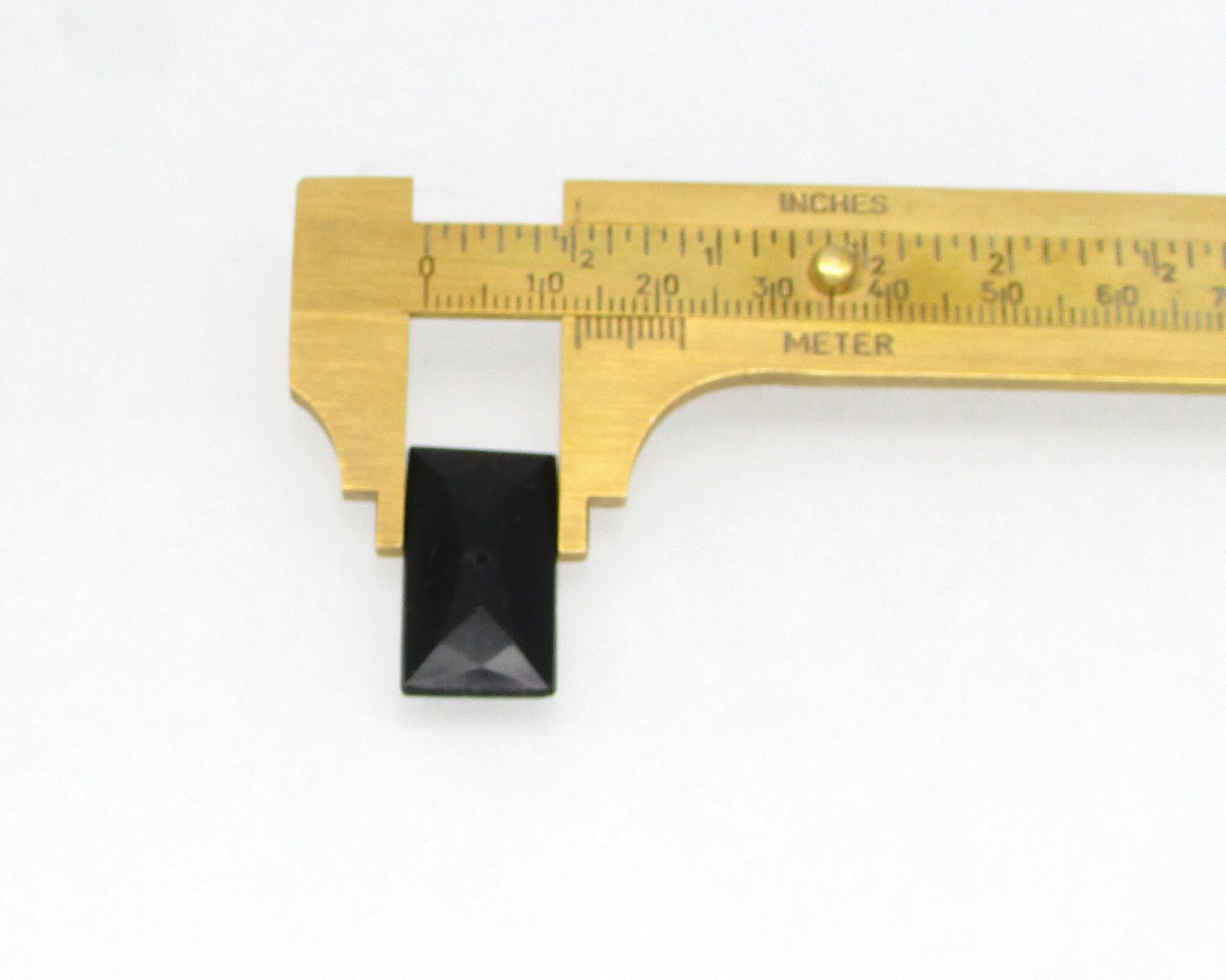 24.5x13mm Rectangular Glass Stone with Center Hole, Vintage Beveled Point Back (1)
