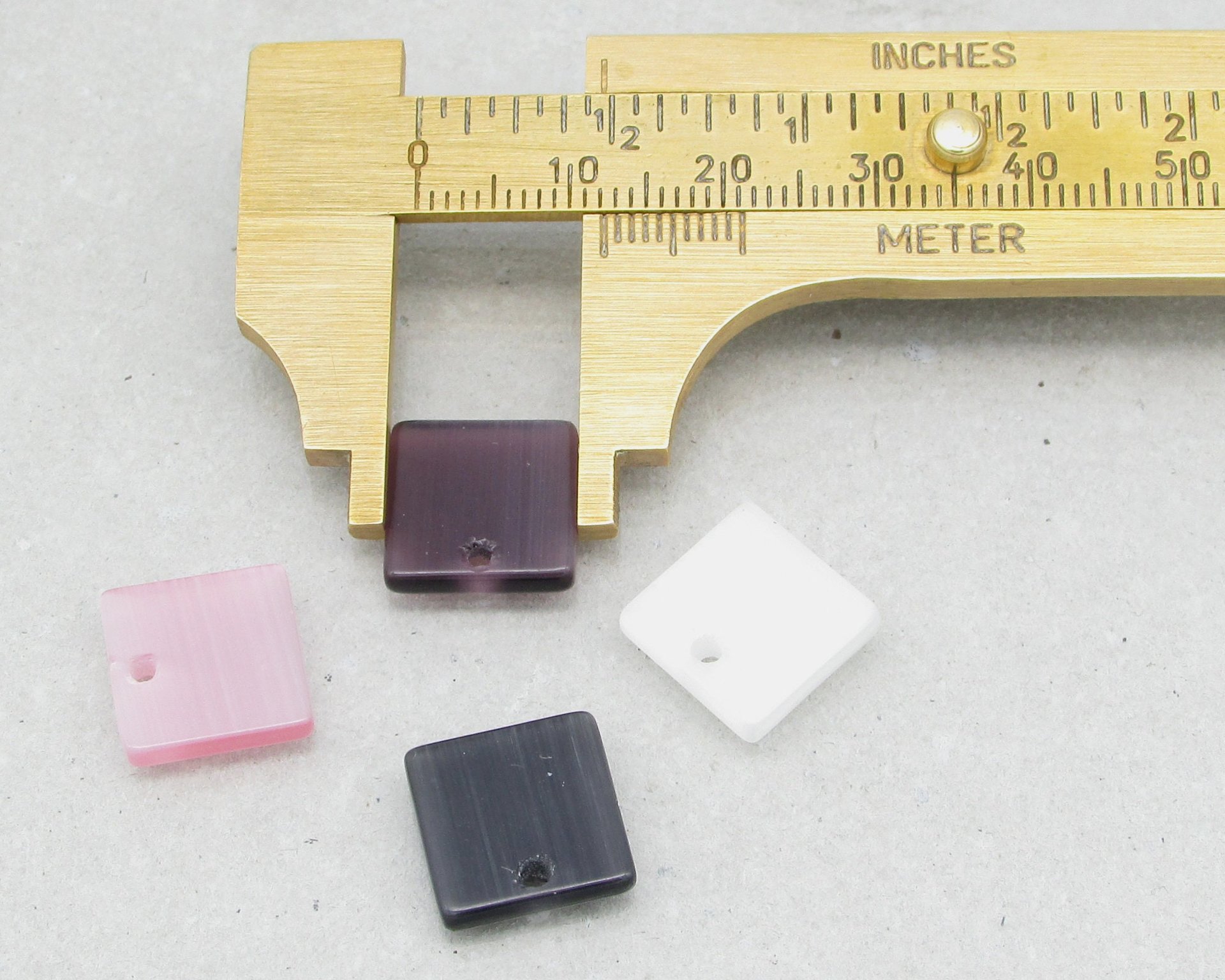 12mm Flat Square Pendants, Fiber Optic Glass