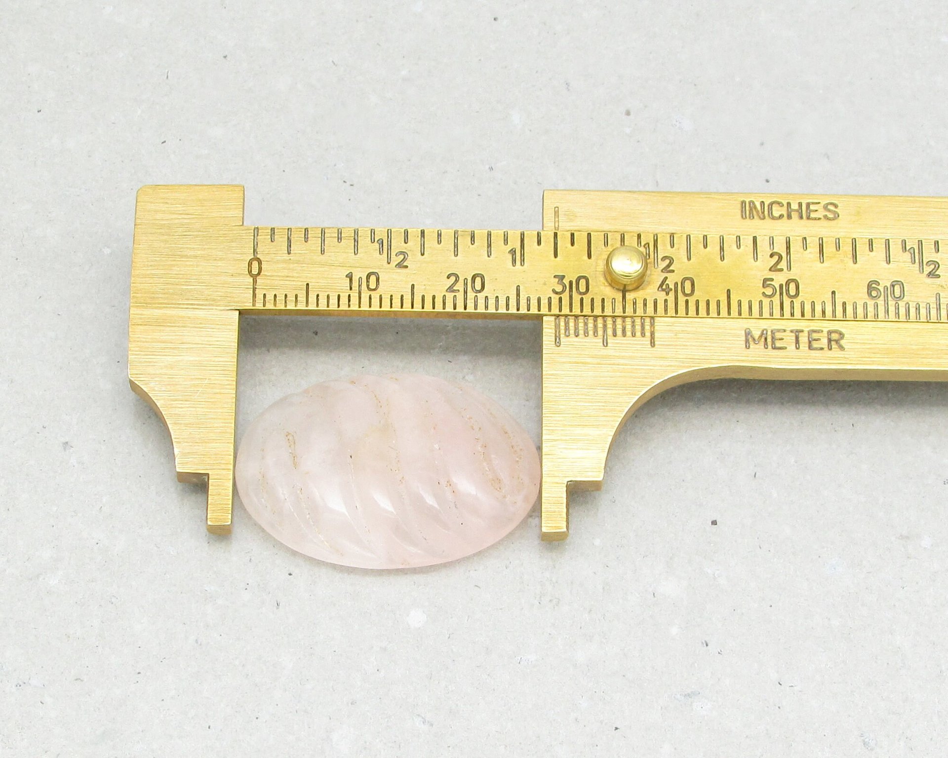 Rose Quartz Oval Cabochon, Vintage Art Deco Carved Gemstone