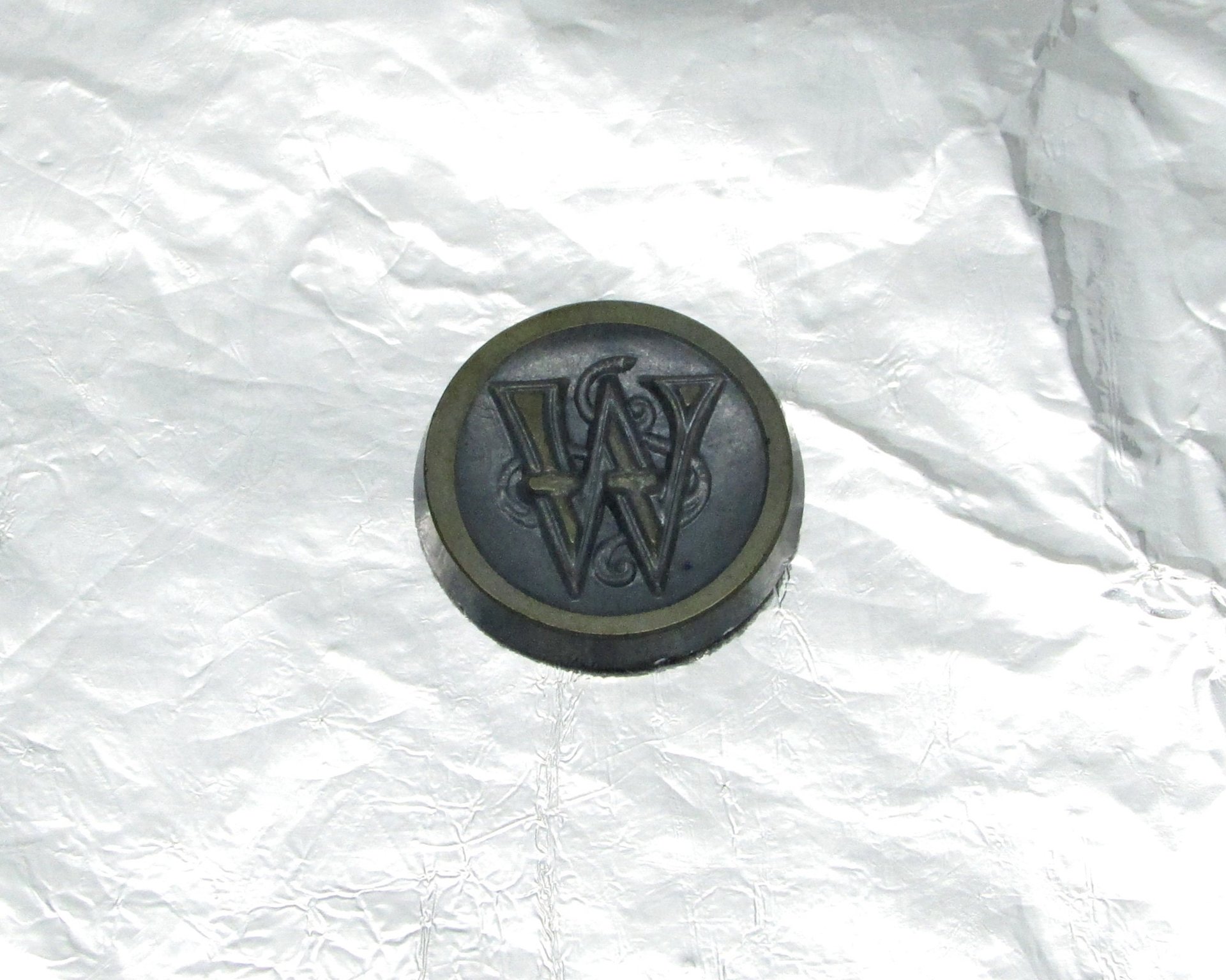 Vintage Letter Cabochon, 21mm Beveled Round Carved Art Nouveau Initial Glass Stone