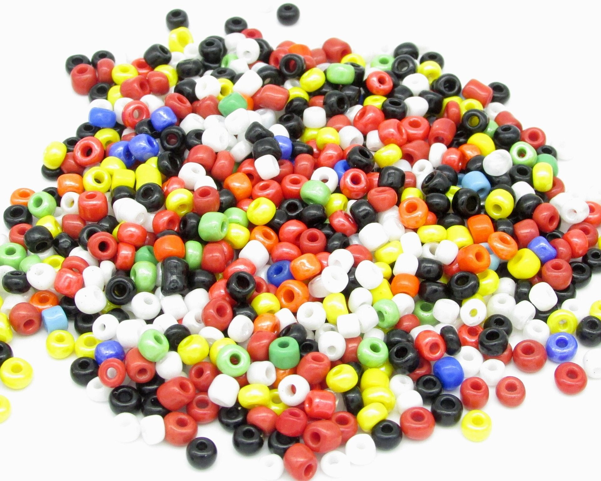 Opaque Seed Bead Mix, 6/0 and 8/0 Rocailles, Shiny Round Spacers (50g)