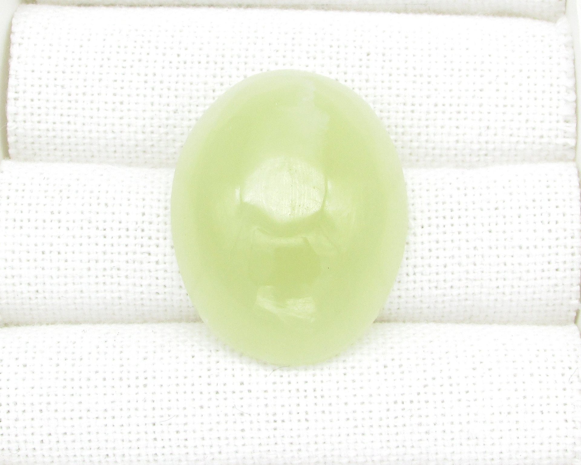 Prehnite Cabochon, Domed Oval Gemstone 35.3x26mm 83.65ct Pale Green Flat Back Stone