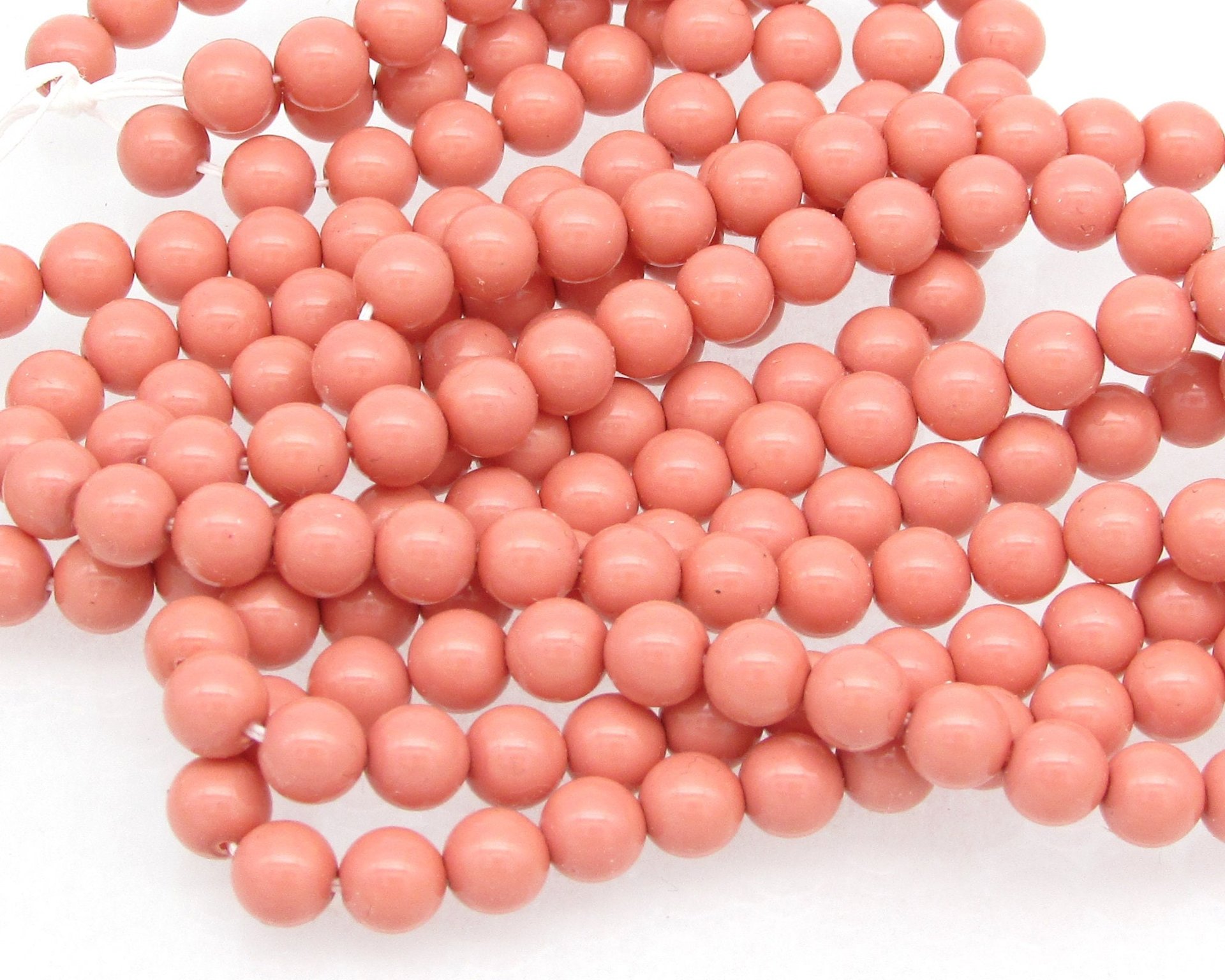 Preciosa Crystal Salmon Rose Nacre Pearls, 6mm 8mm Round Maxima (25)