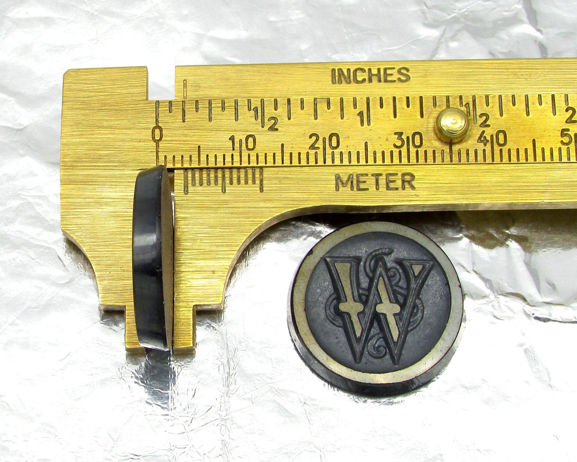 Vintage Letter Cabochon, 21mm Beveled Round Carved Art Nouveau Initial Glass Stone