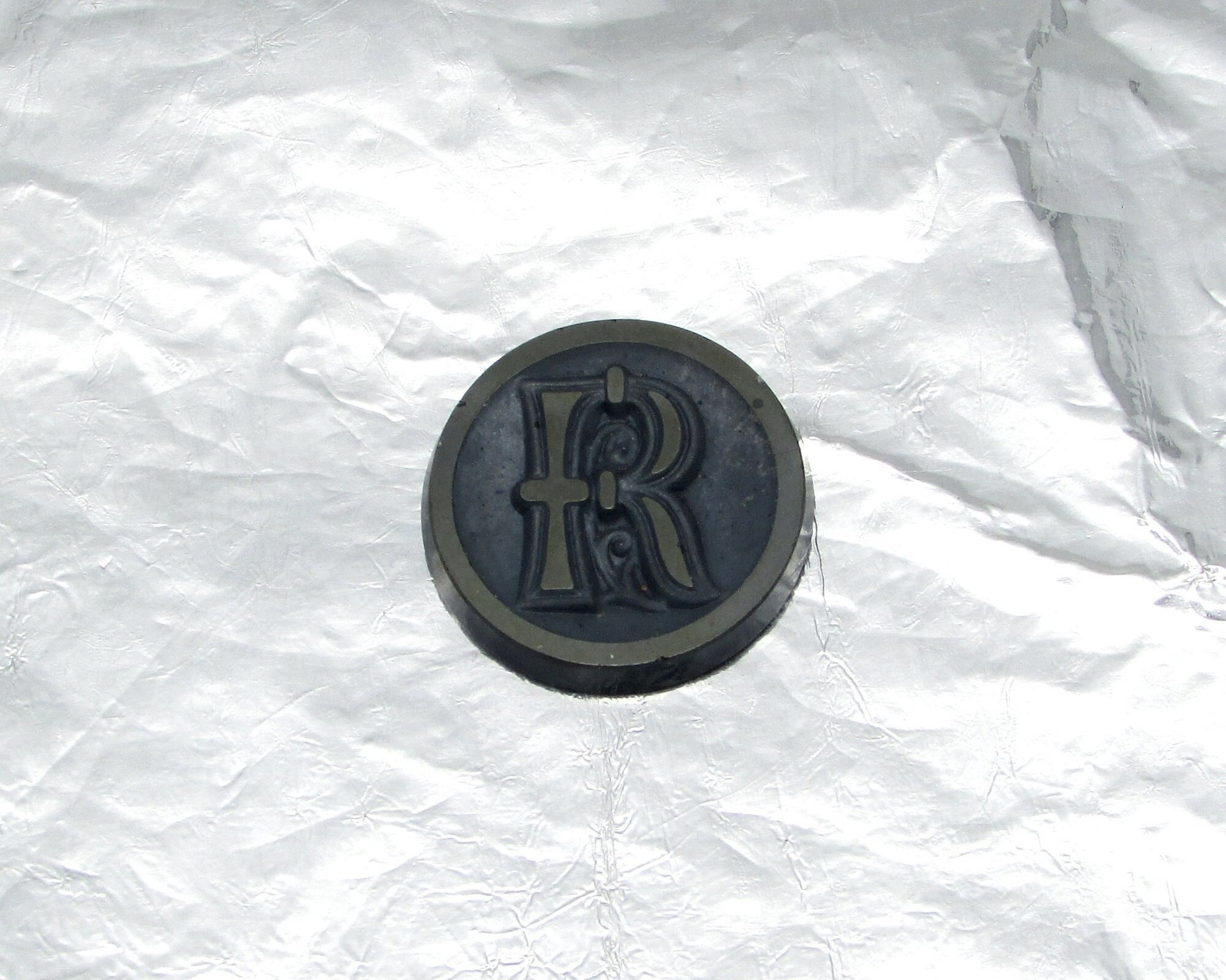 Vintage Letter Cabochon, 21mm Beveled Round Carved Art Nouveau Initial Glass Stone