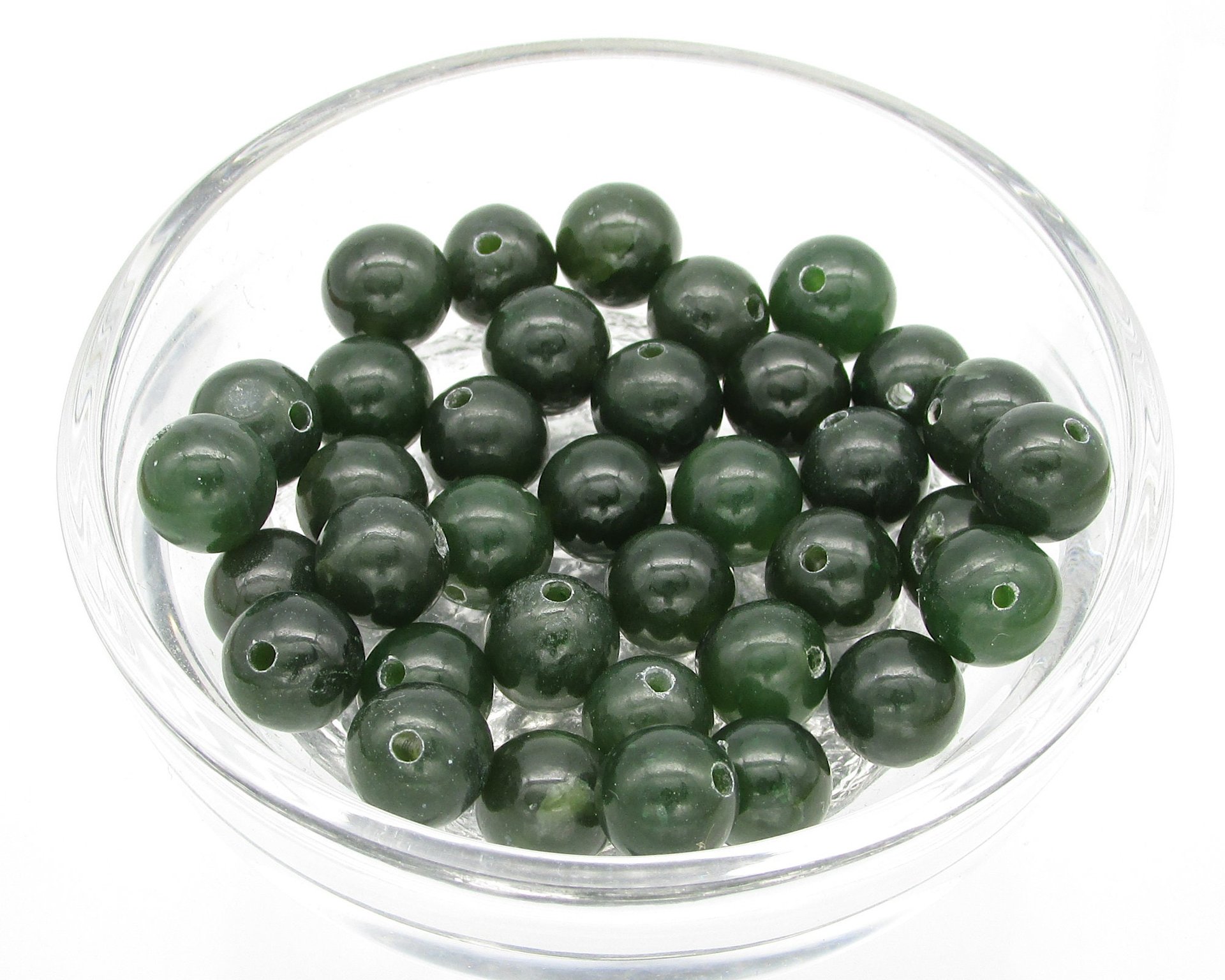 Nephrite Jade Beads 4mm 8mm 10mm Genuine Gemstone Spheres