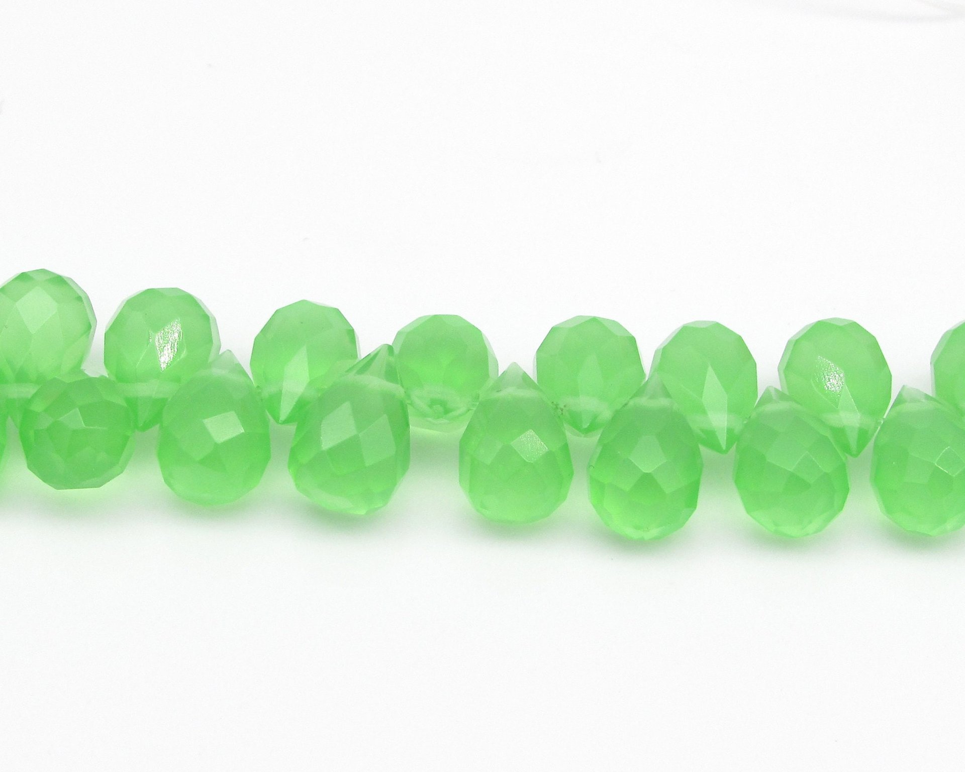 12x8mm Faceted Briolettes, Glass Teardrop Beads