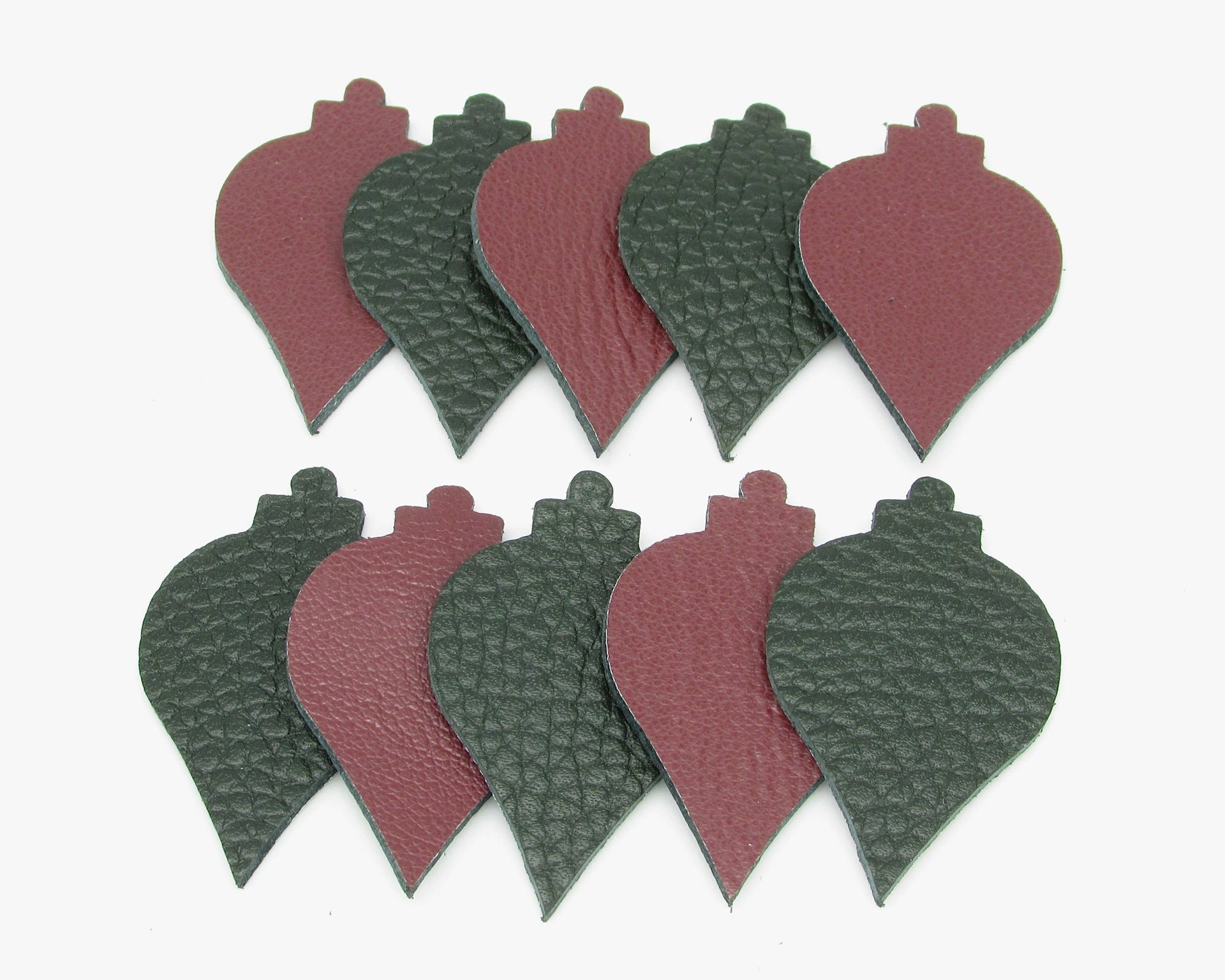 1.5" Christmas Die Cut Shapes, Reversible Leather