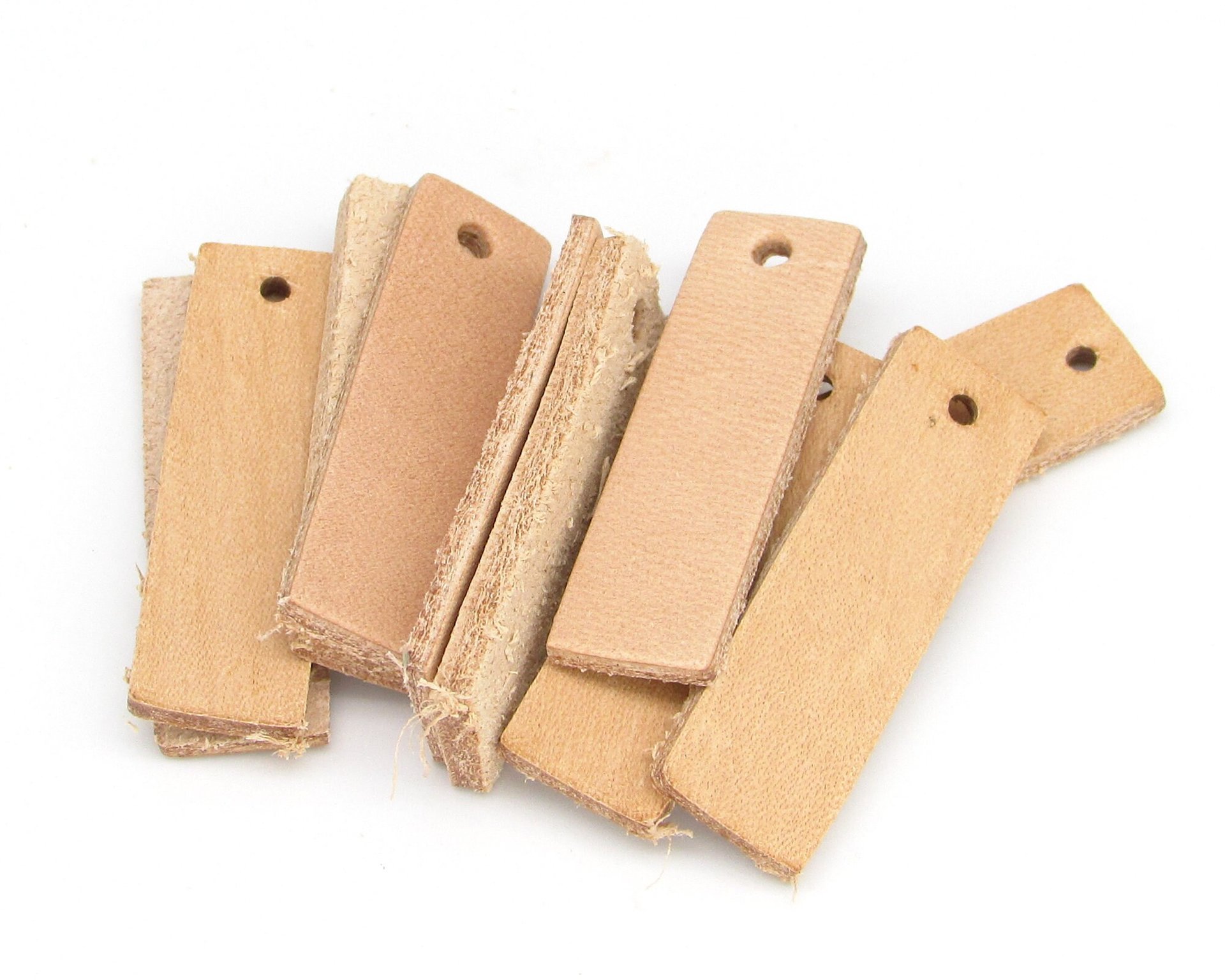 Rectangular Die Cut Pendants, 1.4 Inch Upcycled Leather Blanks