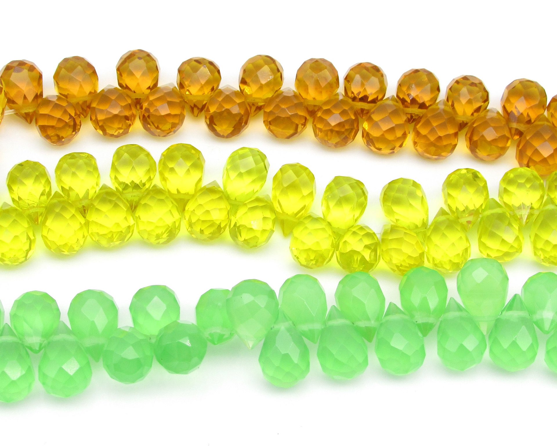 12x8mm Faceted Briolettes, Glass Teardrop Beads