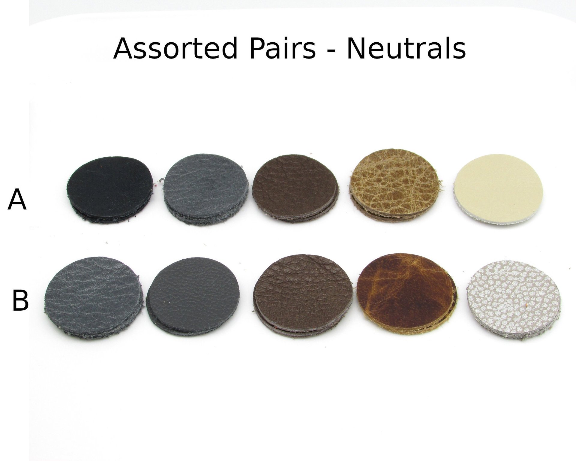 1” Die Cut Circles, Upcycled Top Grain Leather Pairs and Singles (10)