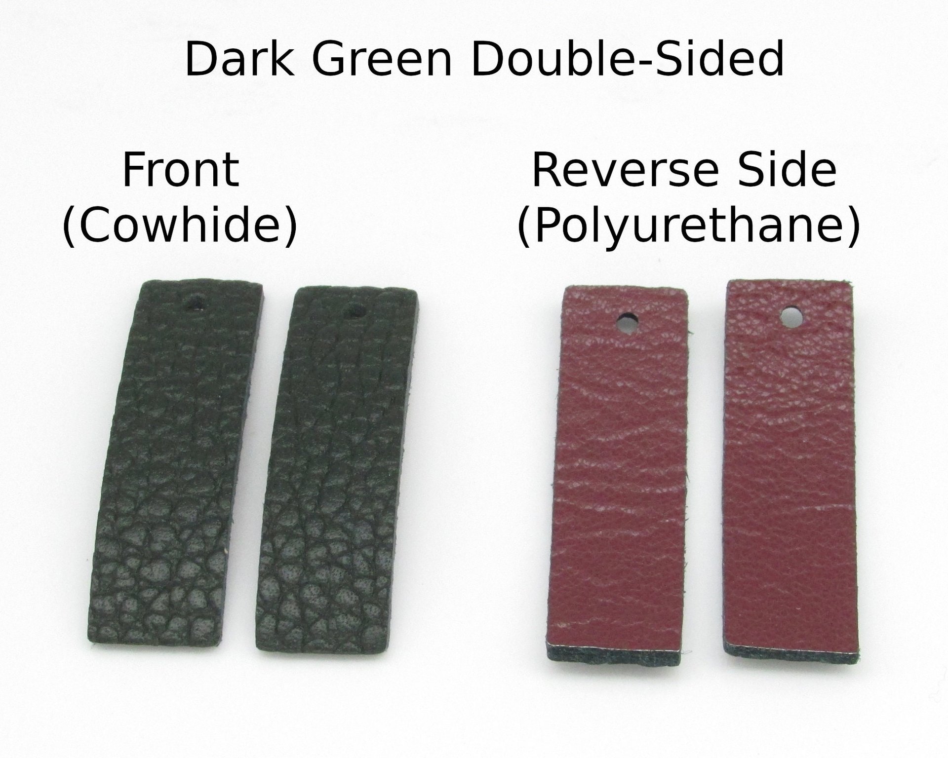 1.4"  Reversible Rectangle Pendants, Double-Sided Leather (12)