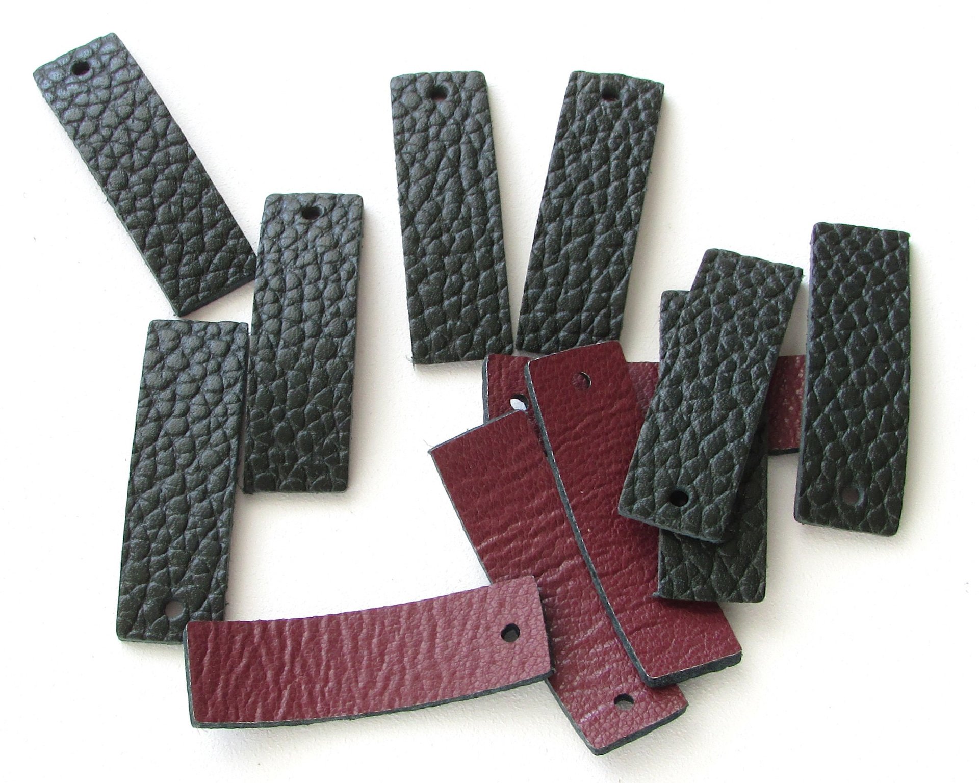 1.4"  Reversible Rectangle Pendants, Double-Sided Leather (12)