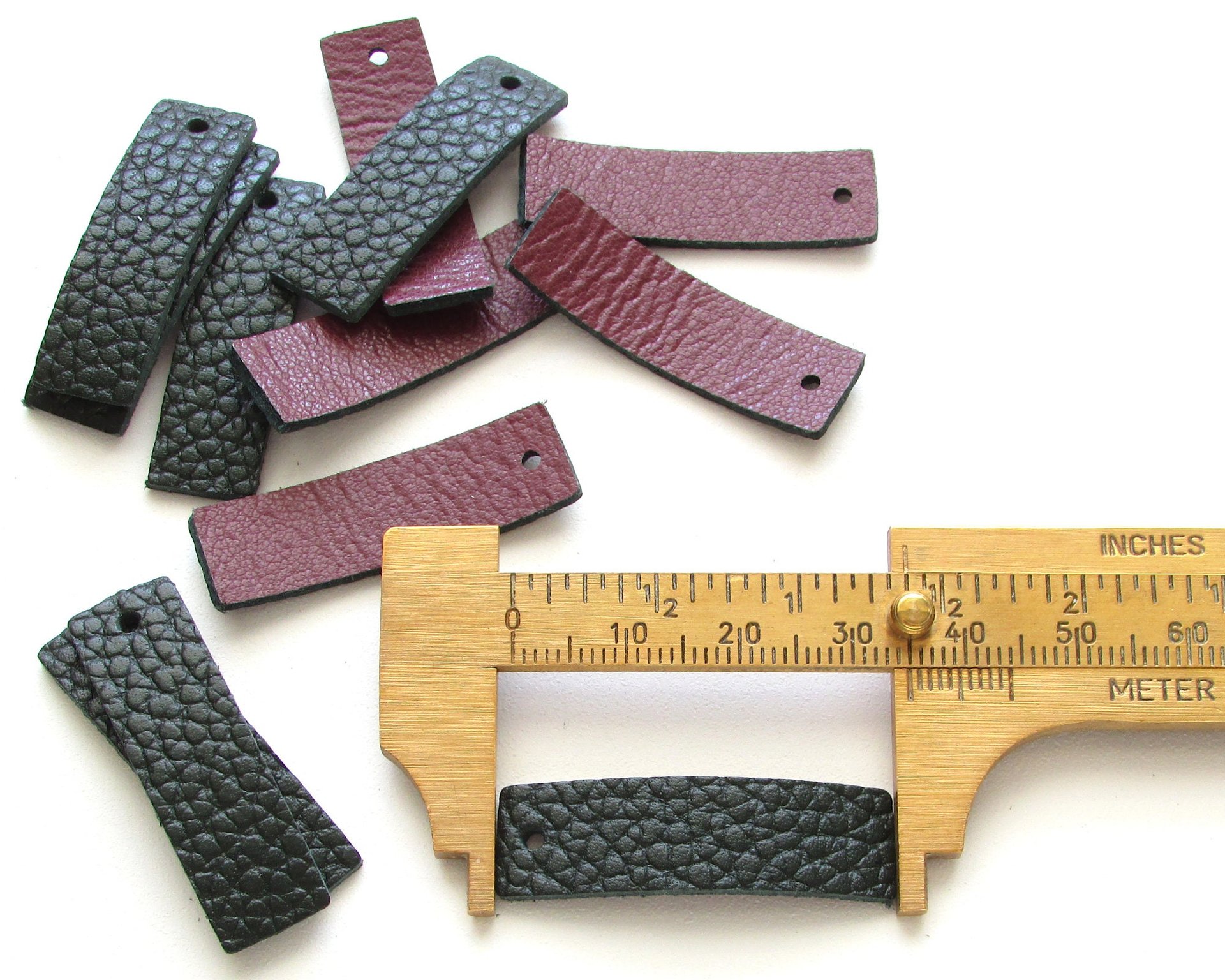 1.4"  Reversible Rectangle Pendants, Double-Sided Leather (12)
