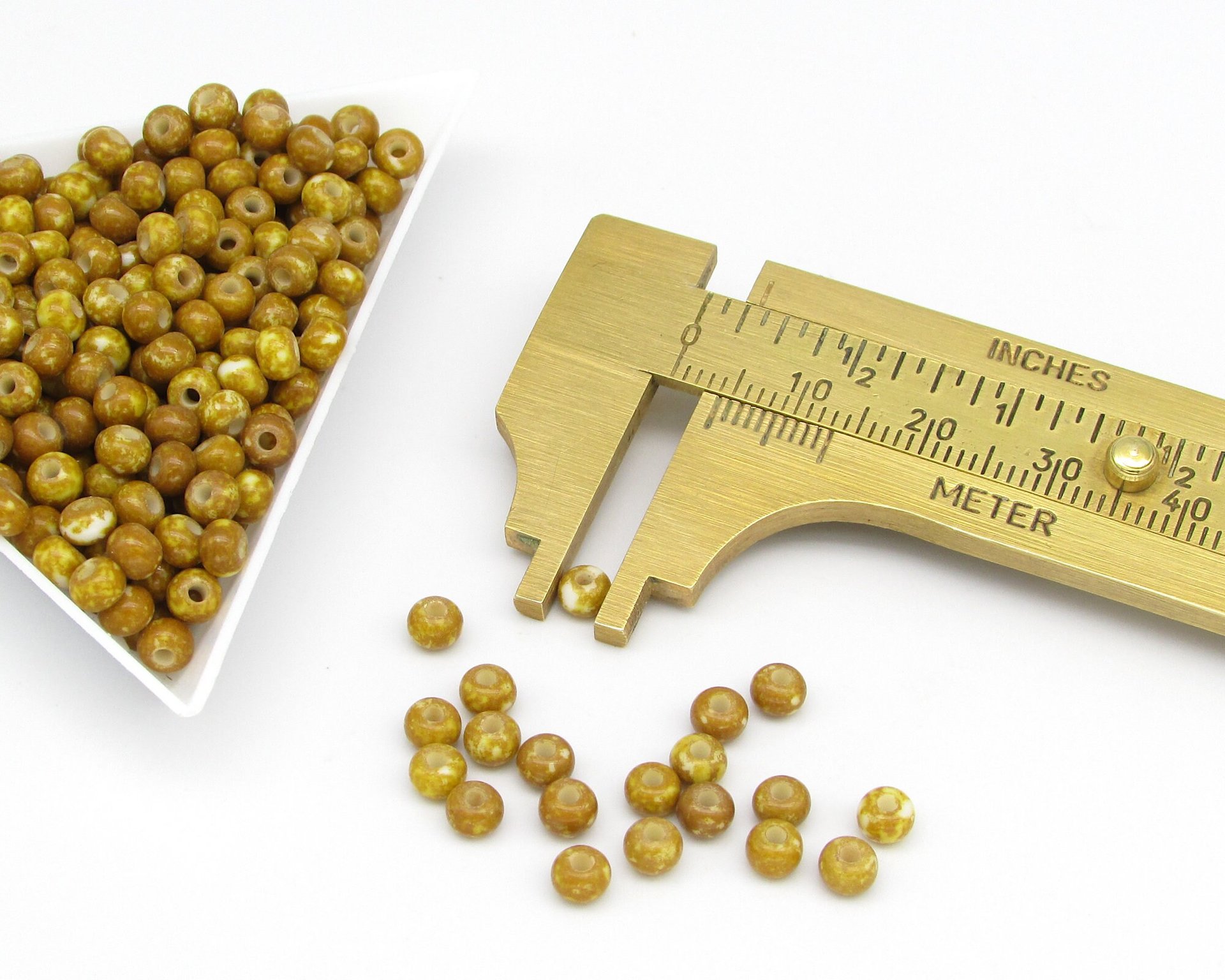 6/0 Seed Beads Opaque Brown Travertine, Preciosa Ornela Czech Glass Spacers