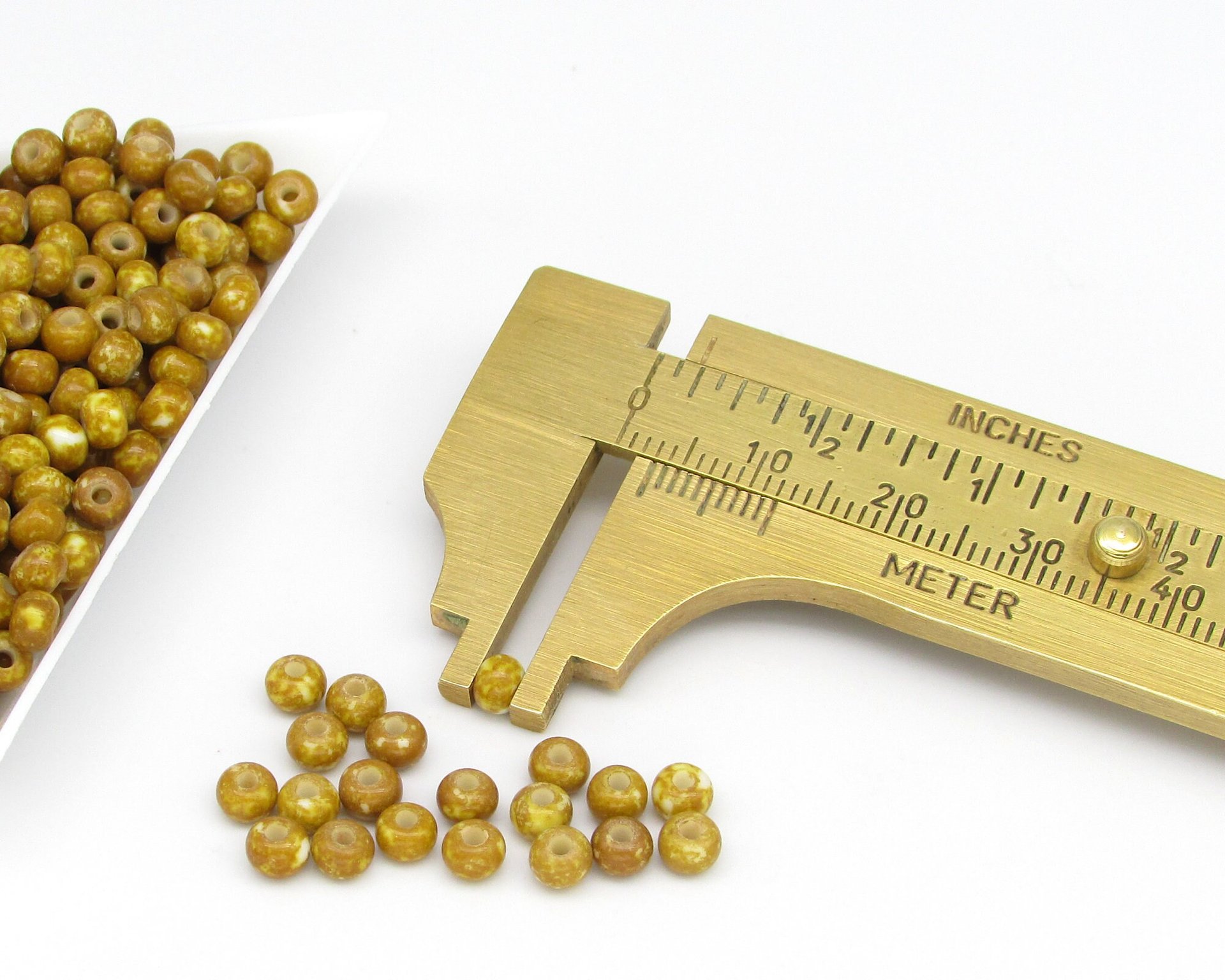 6/0 Seed Beads Opaque Brown Travertine, Preciosa Ornela Czech Glass Spacers