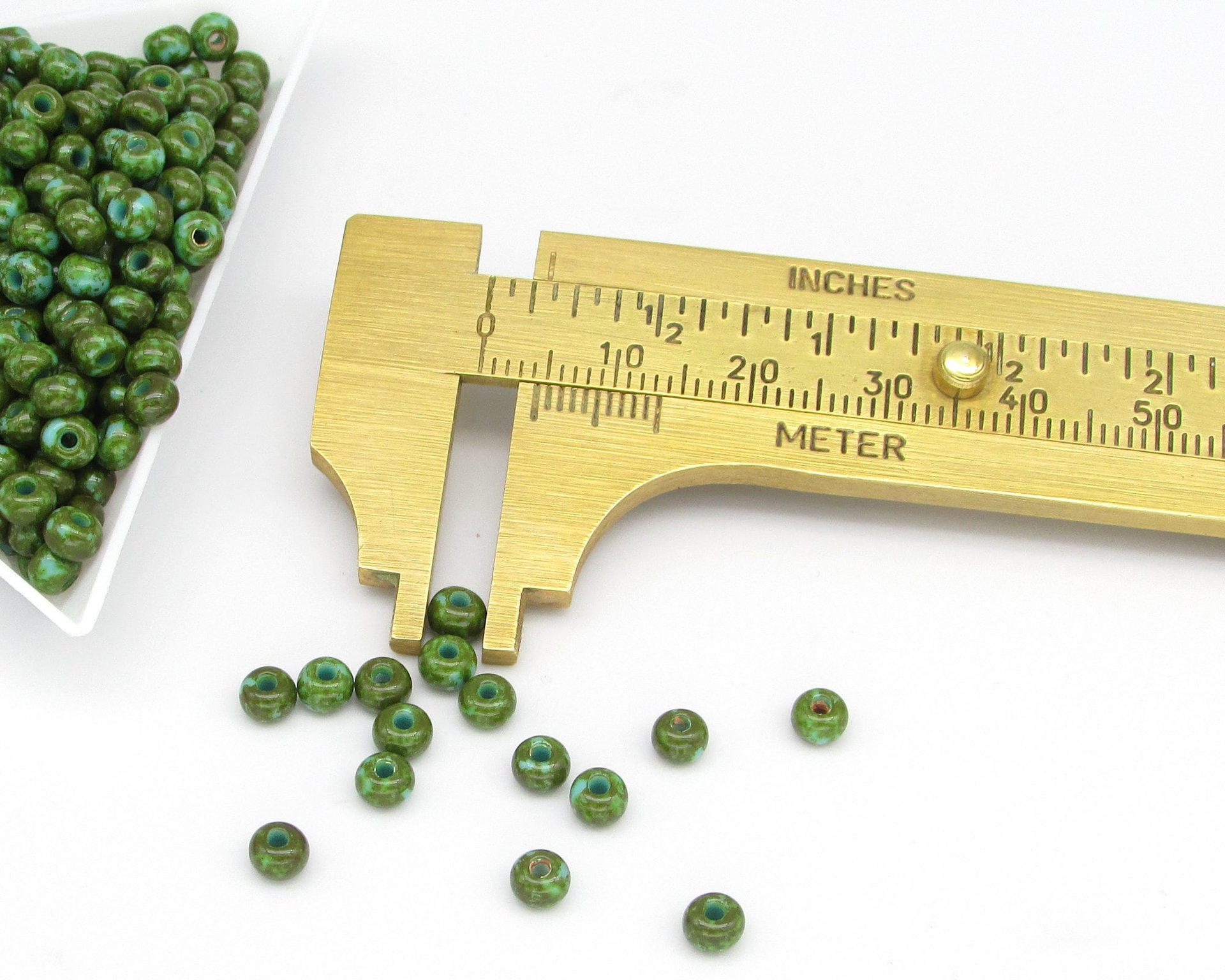 6/0 Seed Beads Opaque Turquoise Travertine, Preciosa Ornela Czech Glass Round Spacers