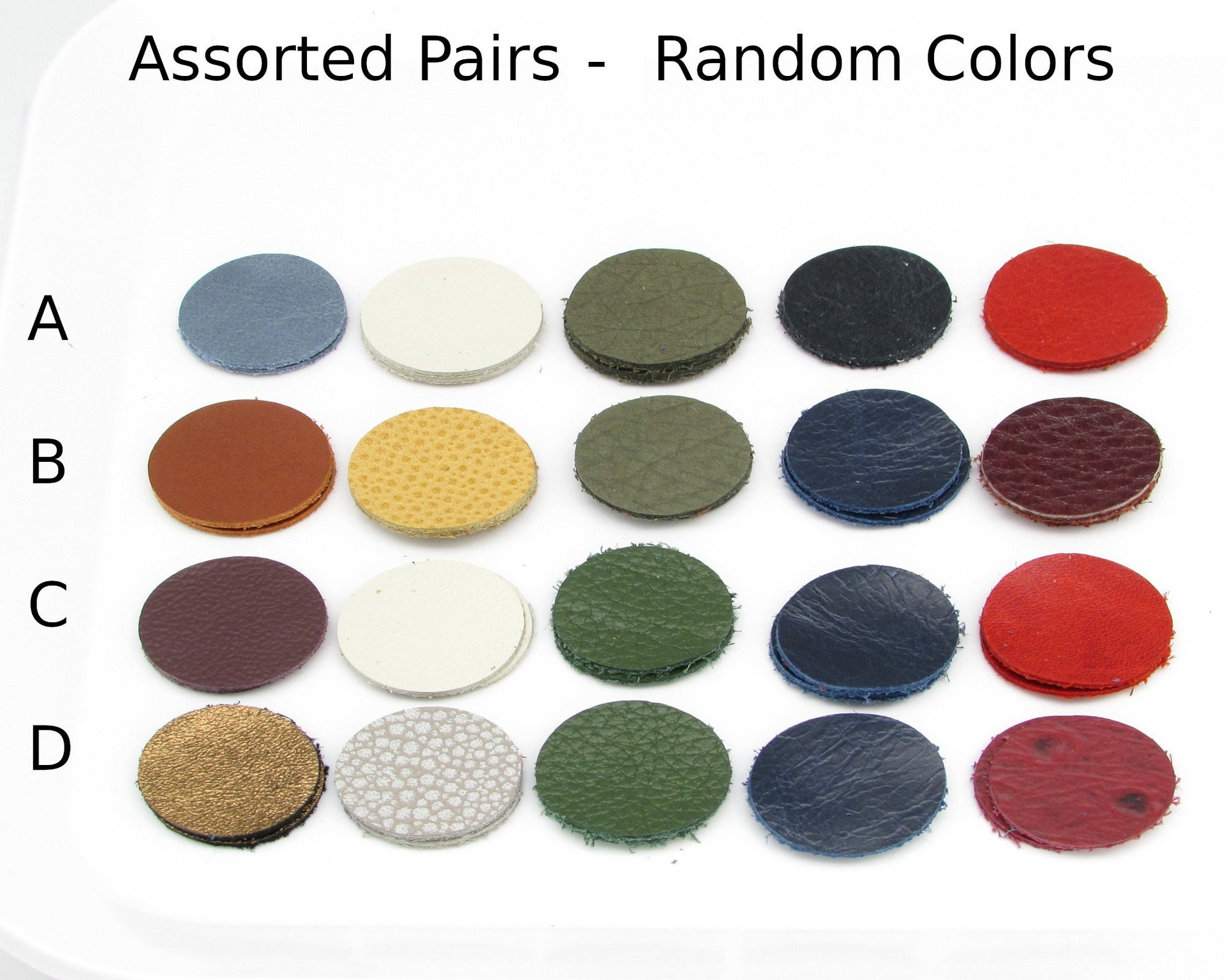 1” Die Cut Circles, Upcycled Top Grain Leather Pairs and Singles (10)