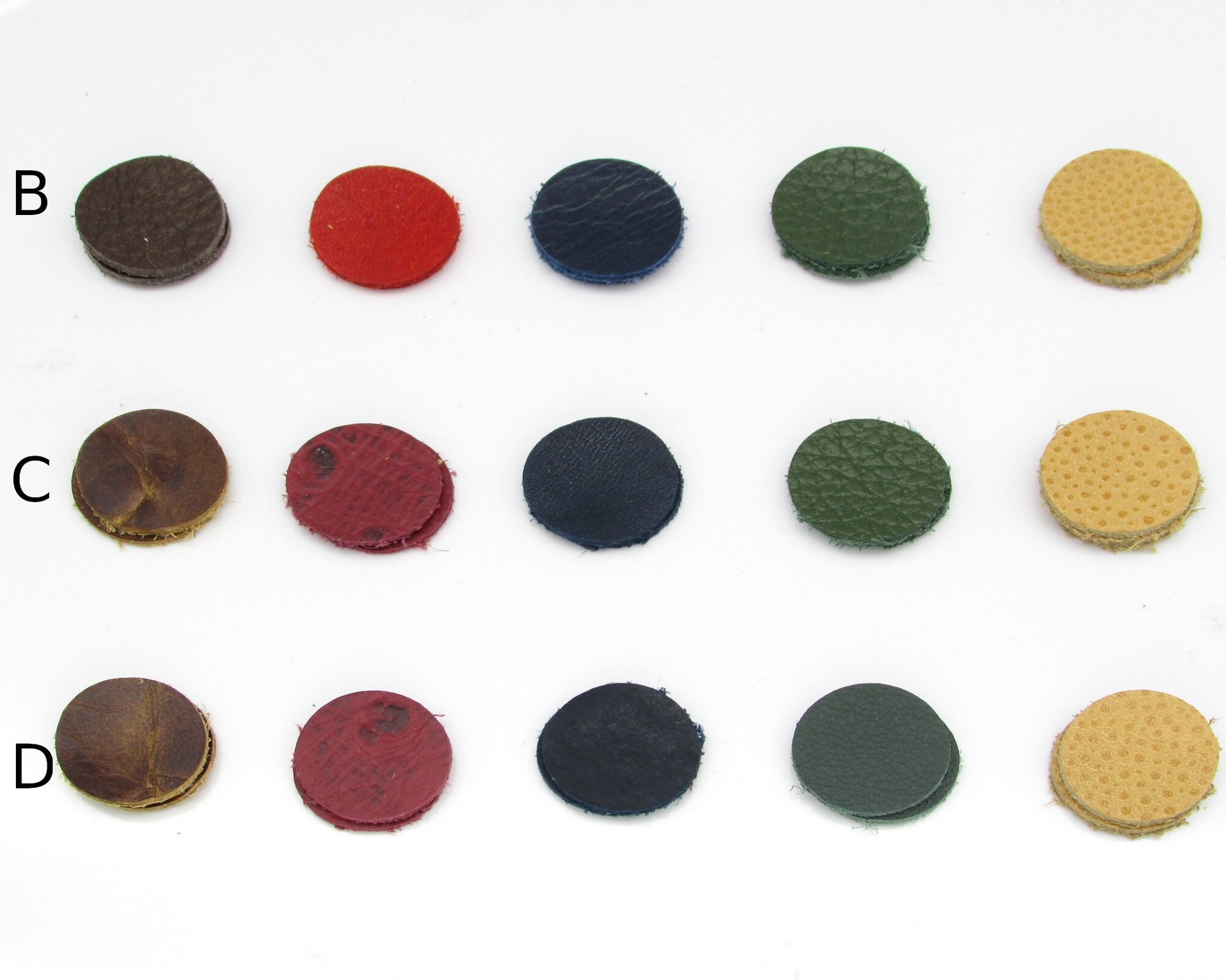 Medium Circle Die Cuts, 0.75 Inch Upcycled Leather Shapes for Mixed Media Art (10 pairs)