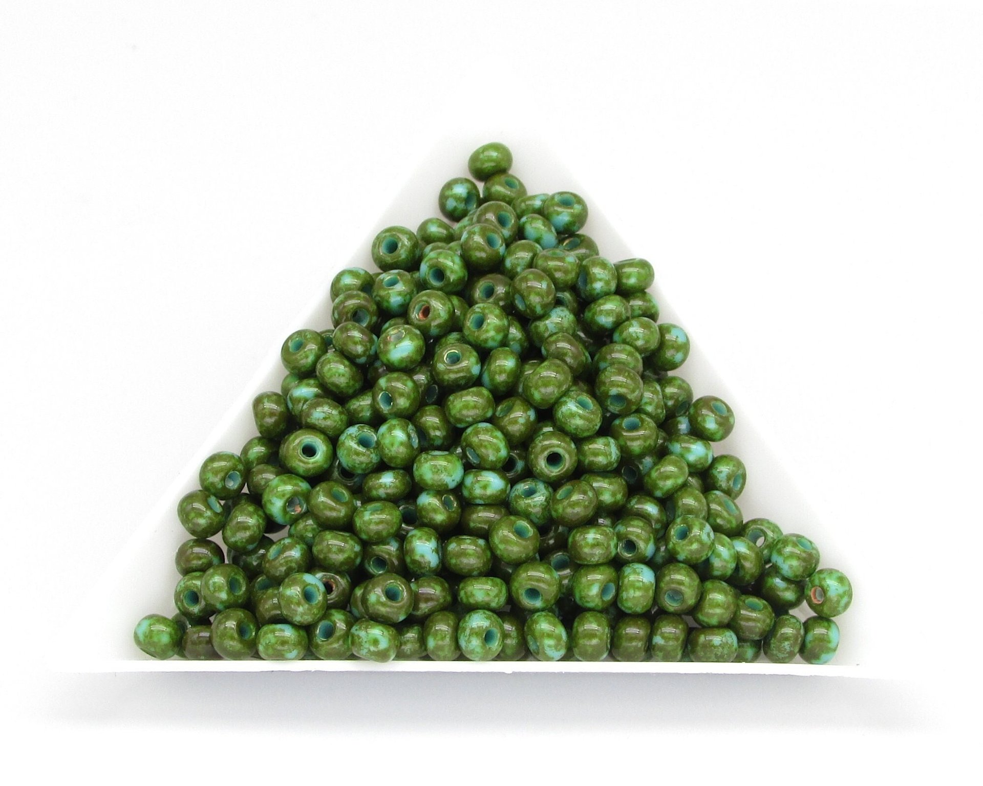 6/0 Seed Beads Opaque Turquoise Travertine, Preciosa Ornela Czech Glass Round Spacers