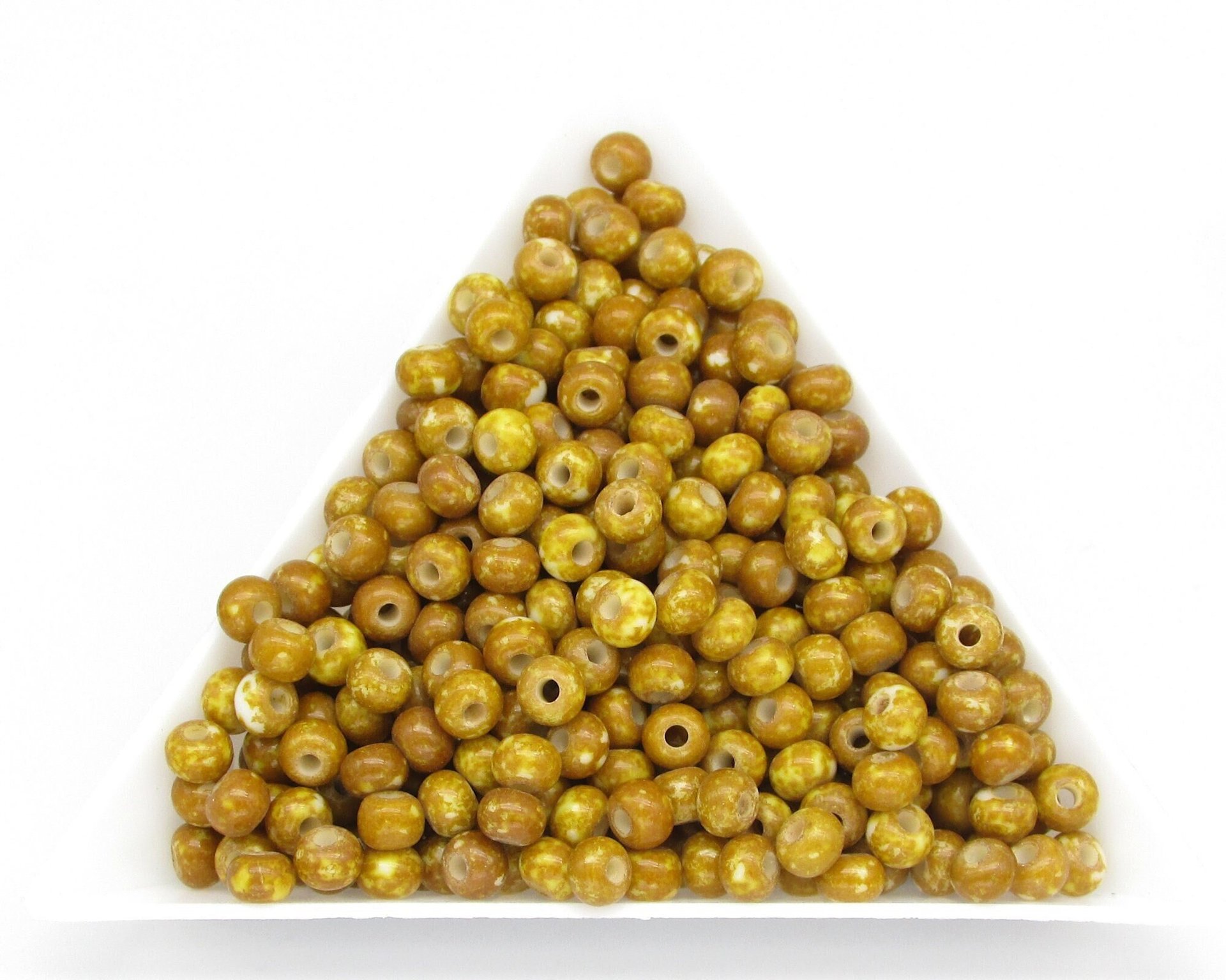 6/0 Seed Beads Opaque Brown Travertine, Preciosa Ornela Czech Glass Spacers
