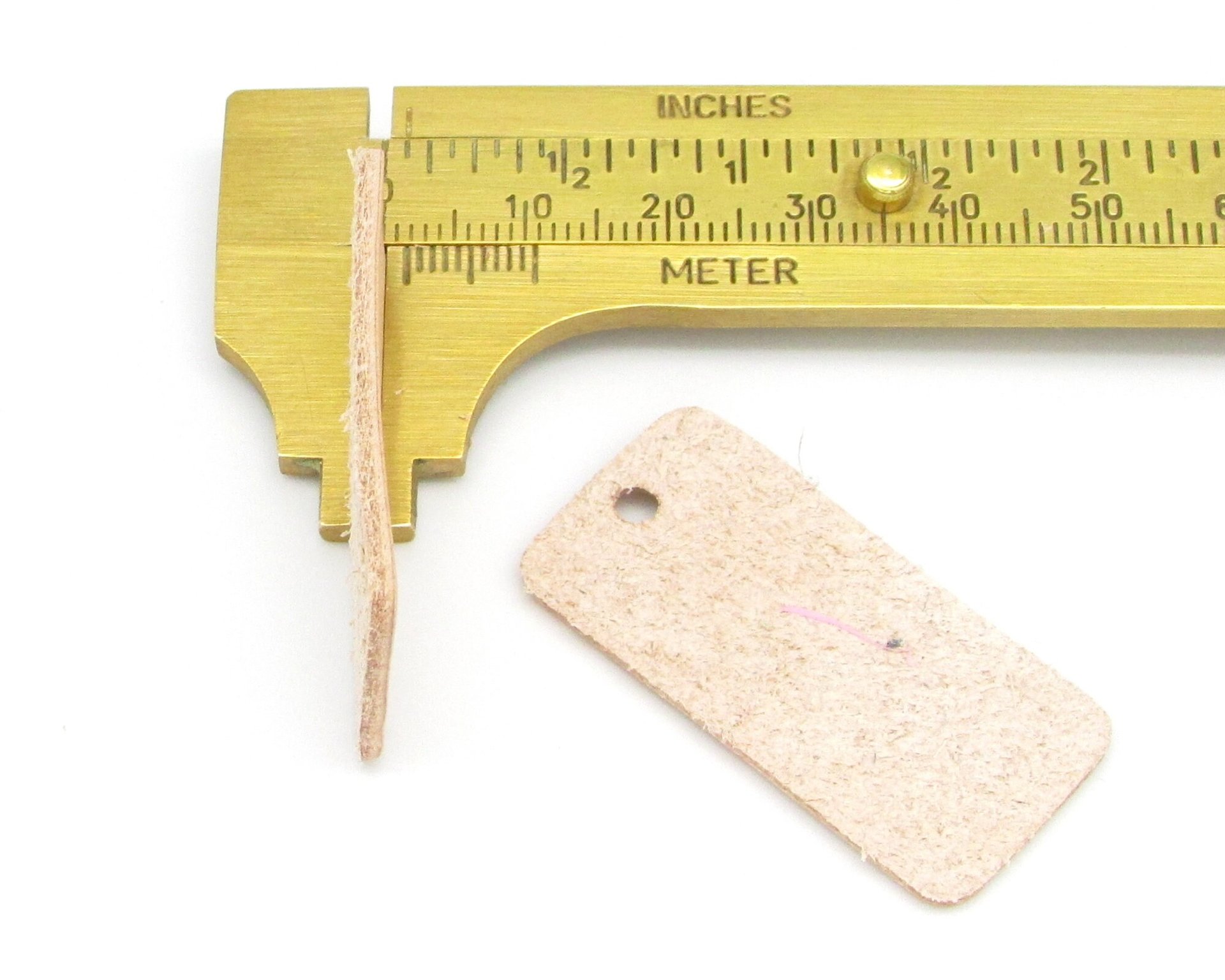 Rectangular Leather Die Cut, 1.5 Inch Beige Vegetable Tan Pendant Blank