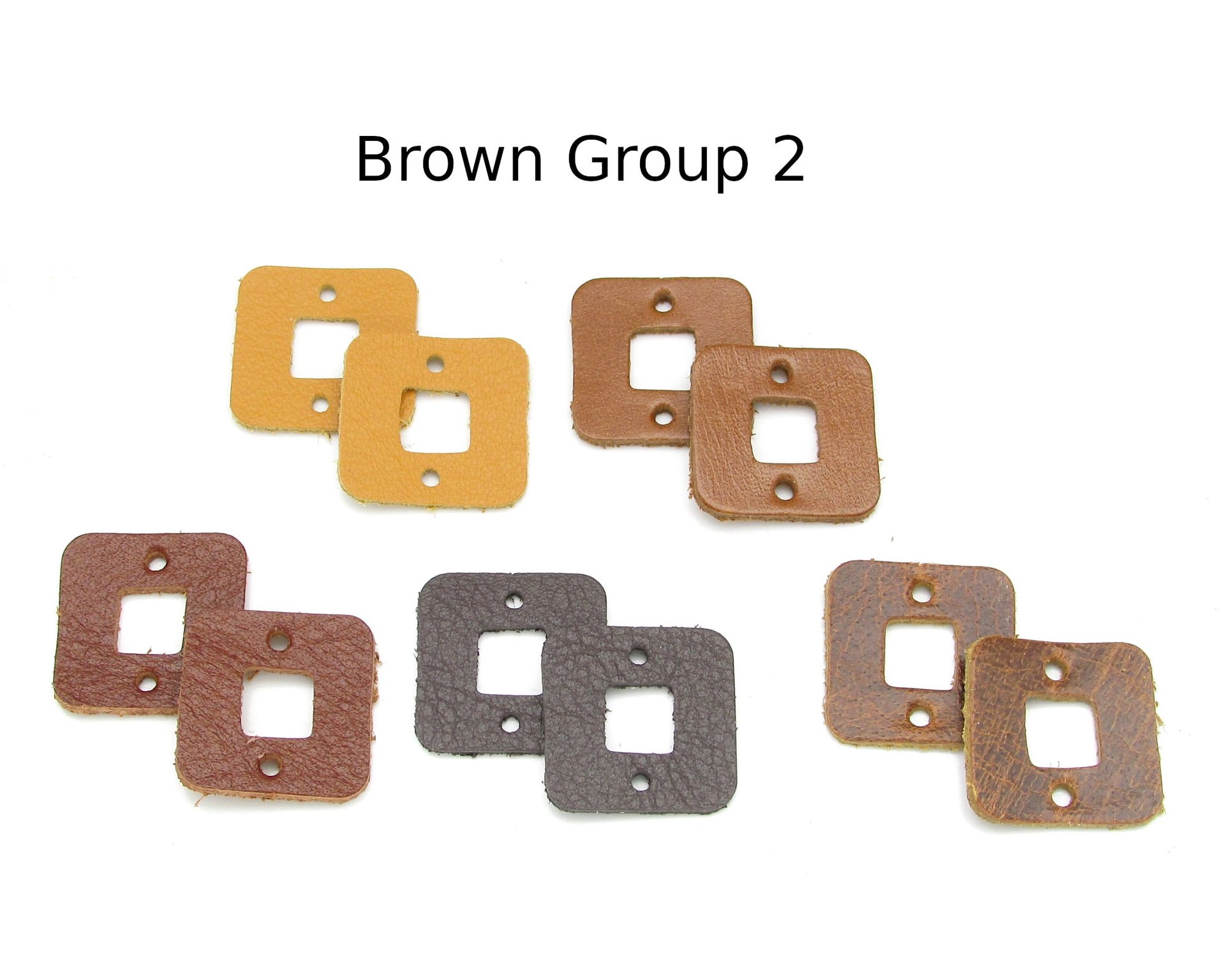 0.75 Inch Square Connectors, Hollow Leather Die Cuts, Upcycled Top Grain Cowhide