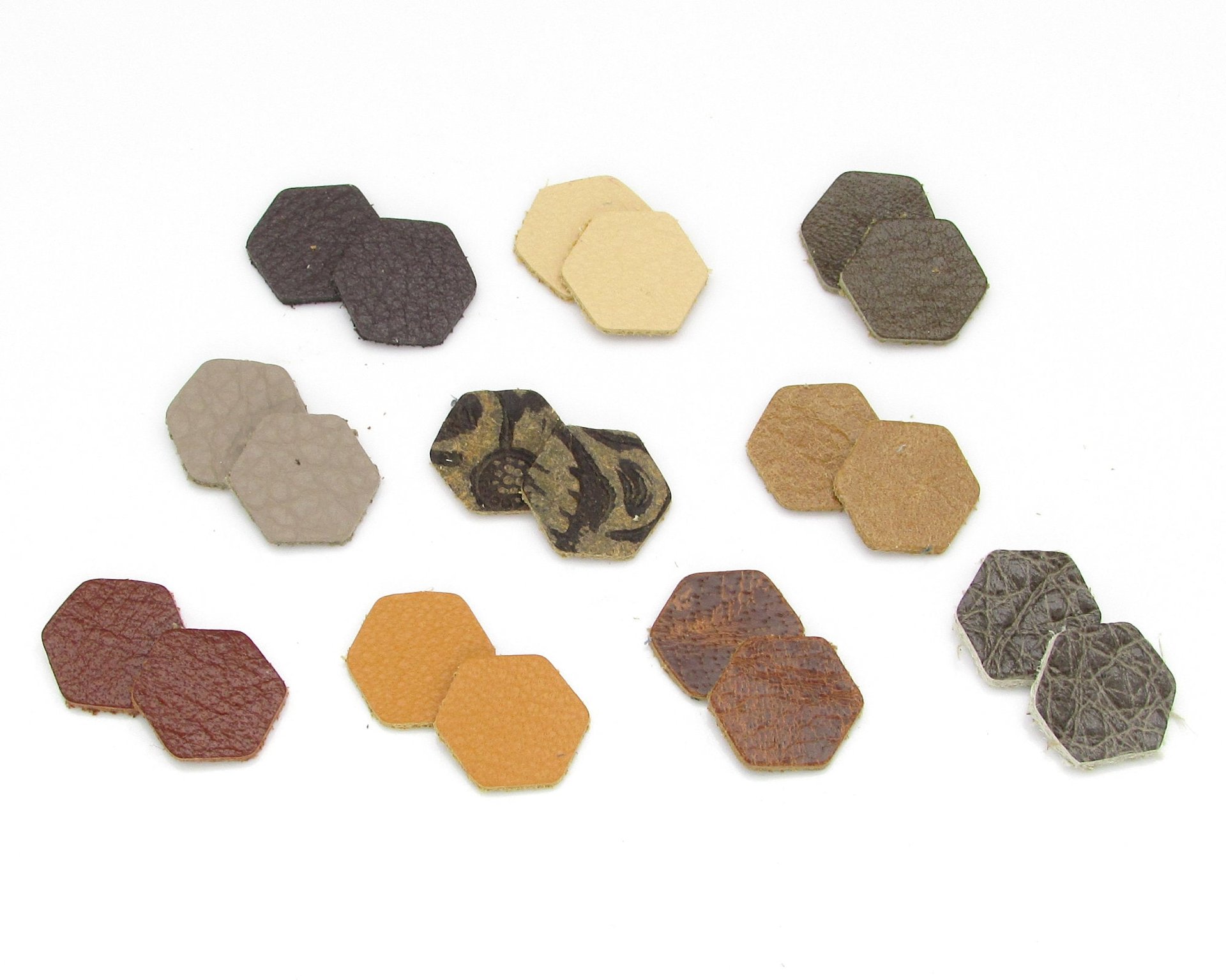 Small Leather Hexagons, 0.5 Inch Die Cuts from Upcycled Scraps