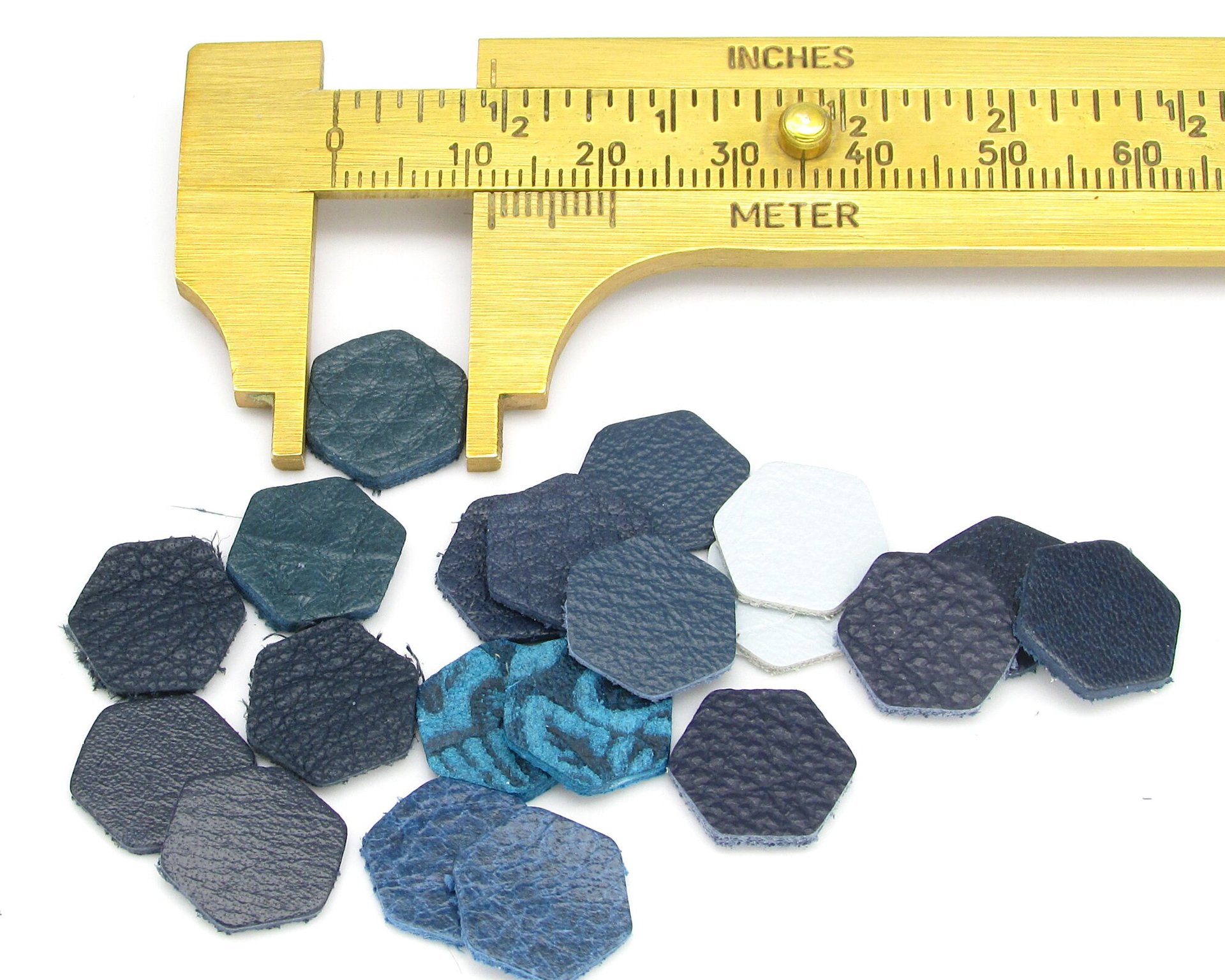 Small Leather Hexagons, 0.5 Inch Die Cuts from Upcycled Scraps