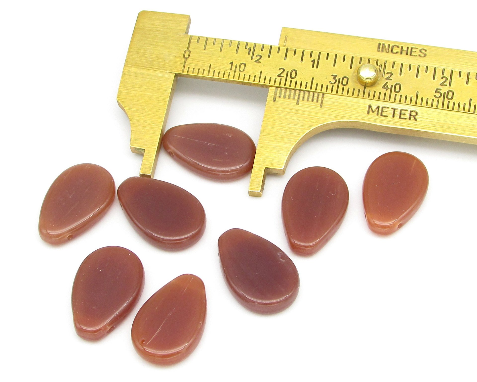 18x12.5mm Flat Teardrops, Vintage Czech Glass Beads