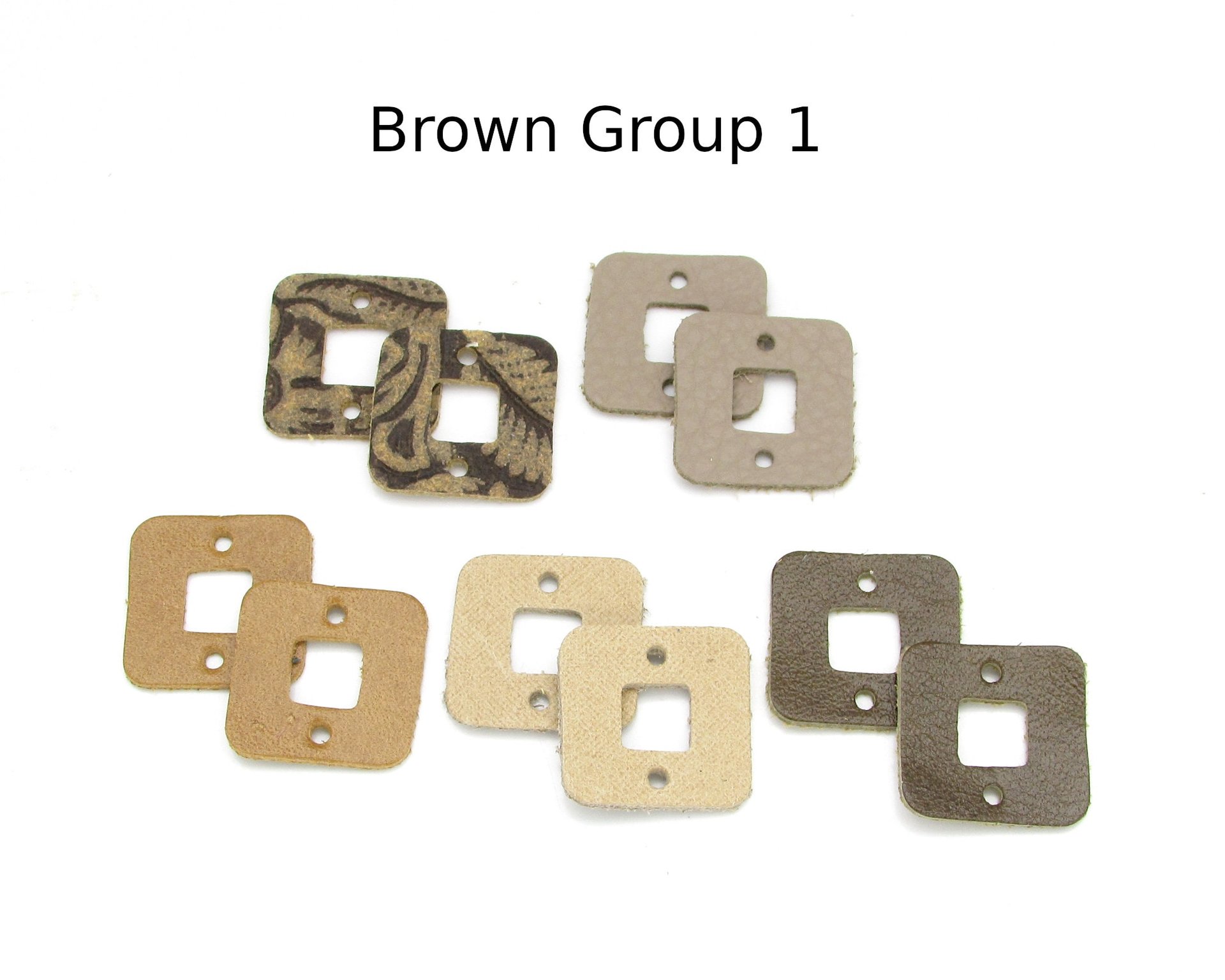 0.75 Inch Square Connectors, Hollow Leather Die Cuts, Upcycled Top Grain Cowhide