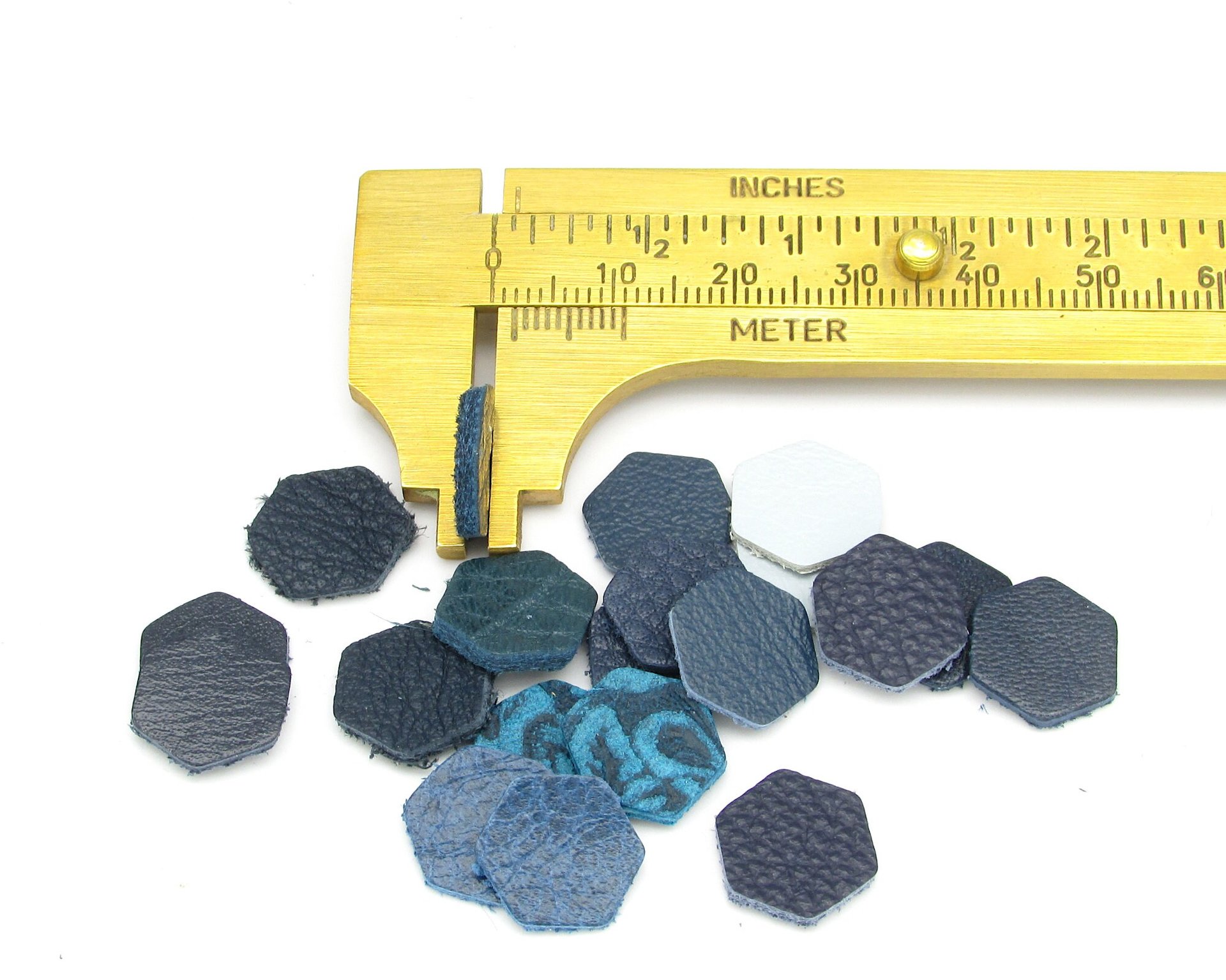 Small Leather Hexagons, 0.5 Inch Die Cuts from Upcycled Scraps