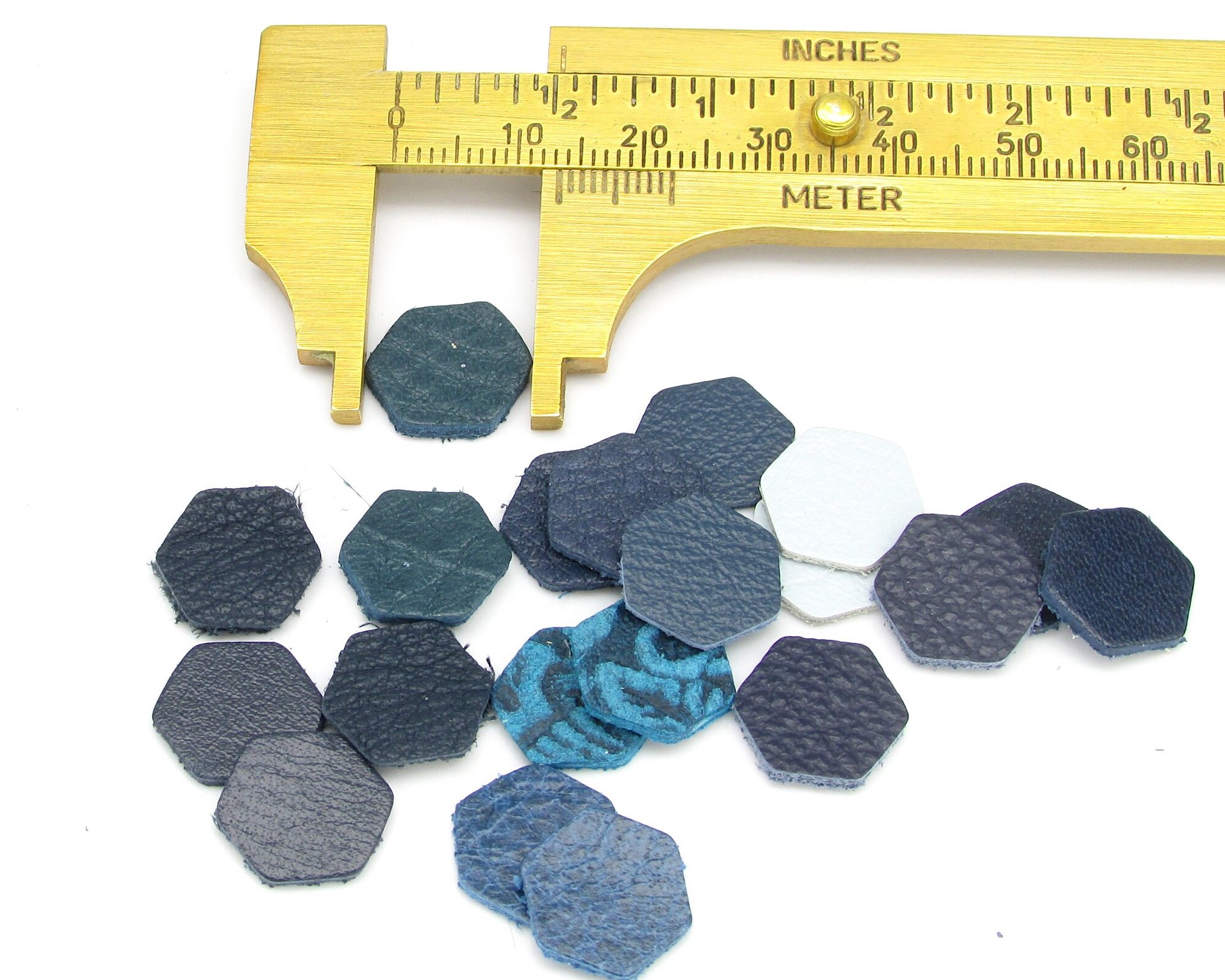 Small Leather Hexagons, 0.5 Inch Die Cuts from Upcycled Scraps