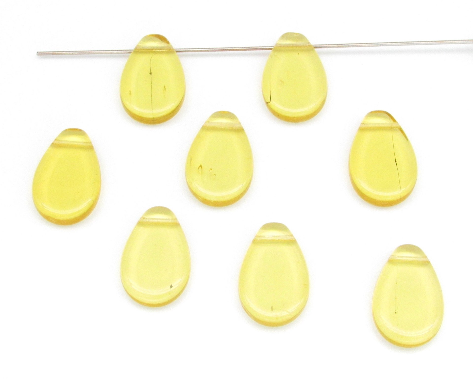 18x12.5mm Flat Teardrops, Vintage Czech Glass Beads