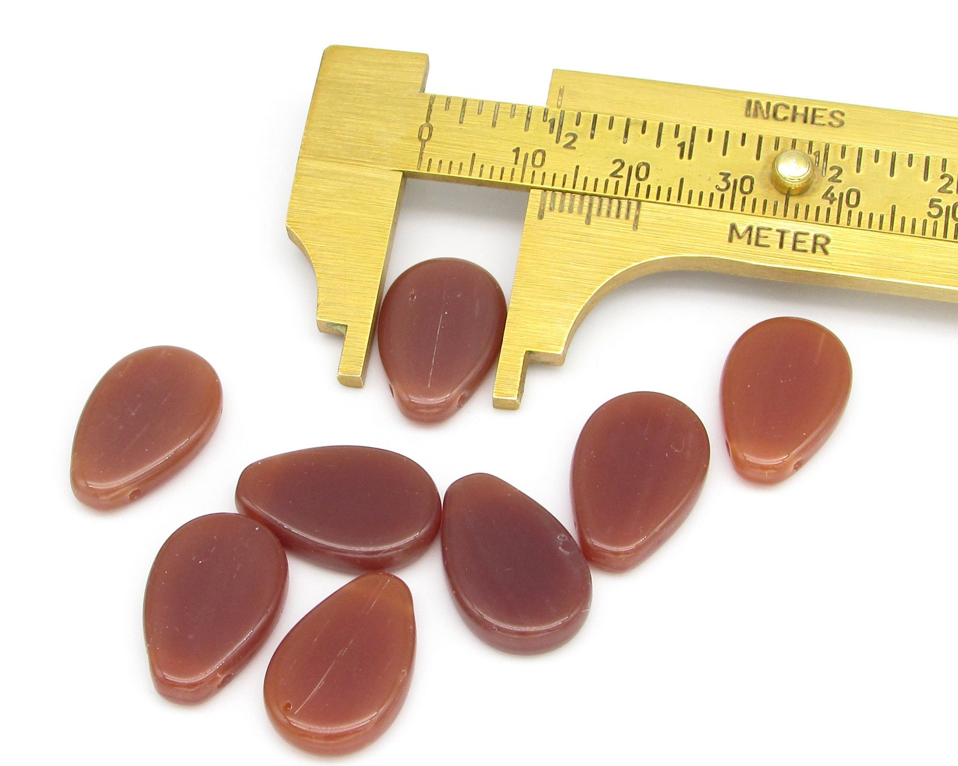 18x12.5mm Flat Teardrops, Vintage Czech Glass Beads