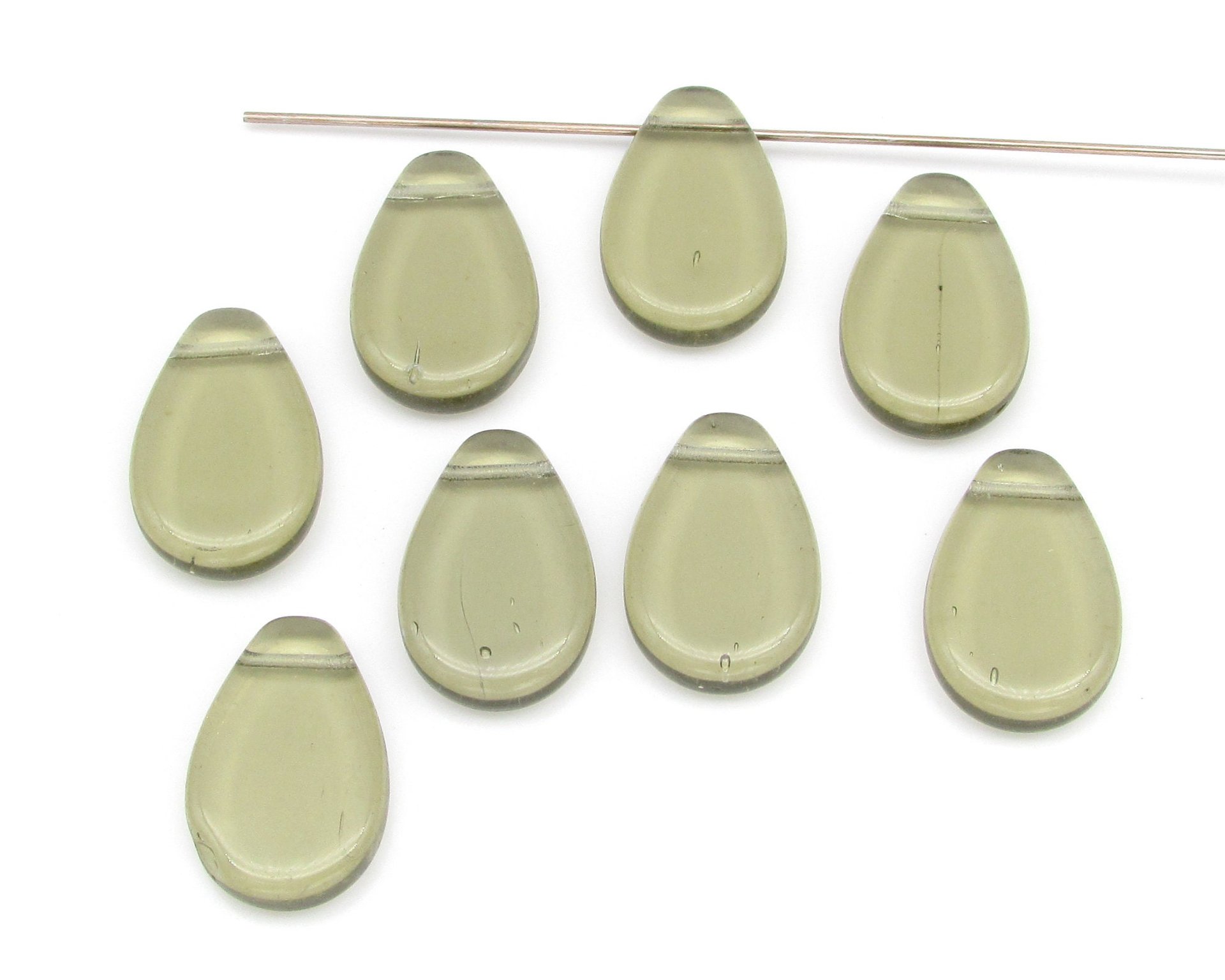 18x12.5mm Flat Teardrops, Vintage Czech Glass Beads