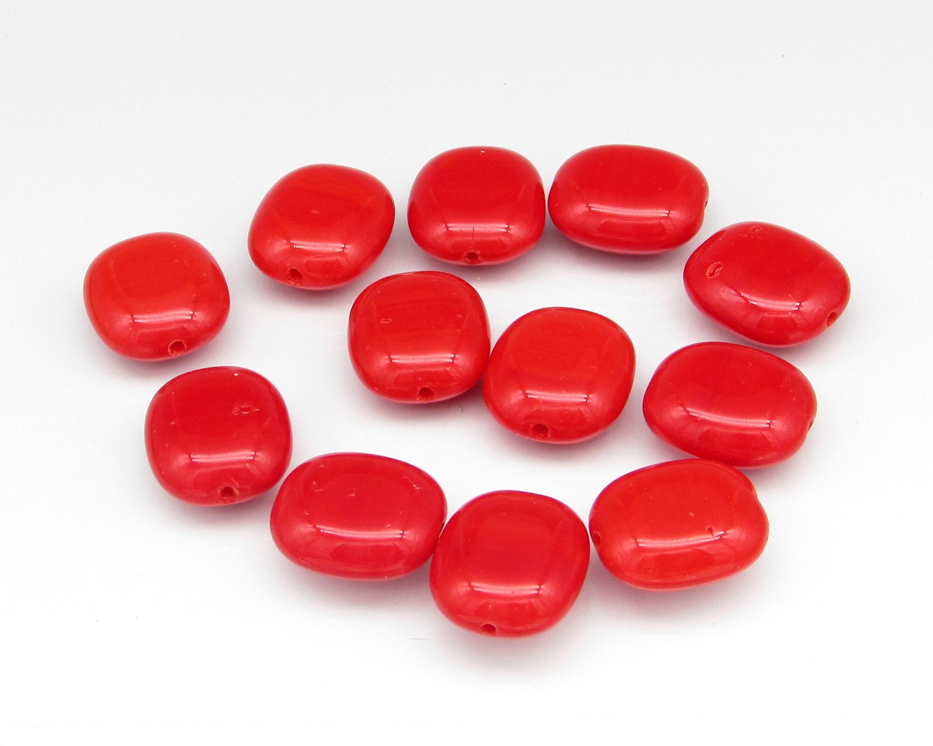 14x12mm Rectangular Cushion Tablets, Vintage Czech Glass Beads (12)