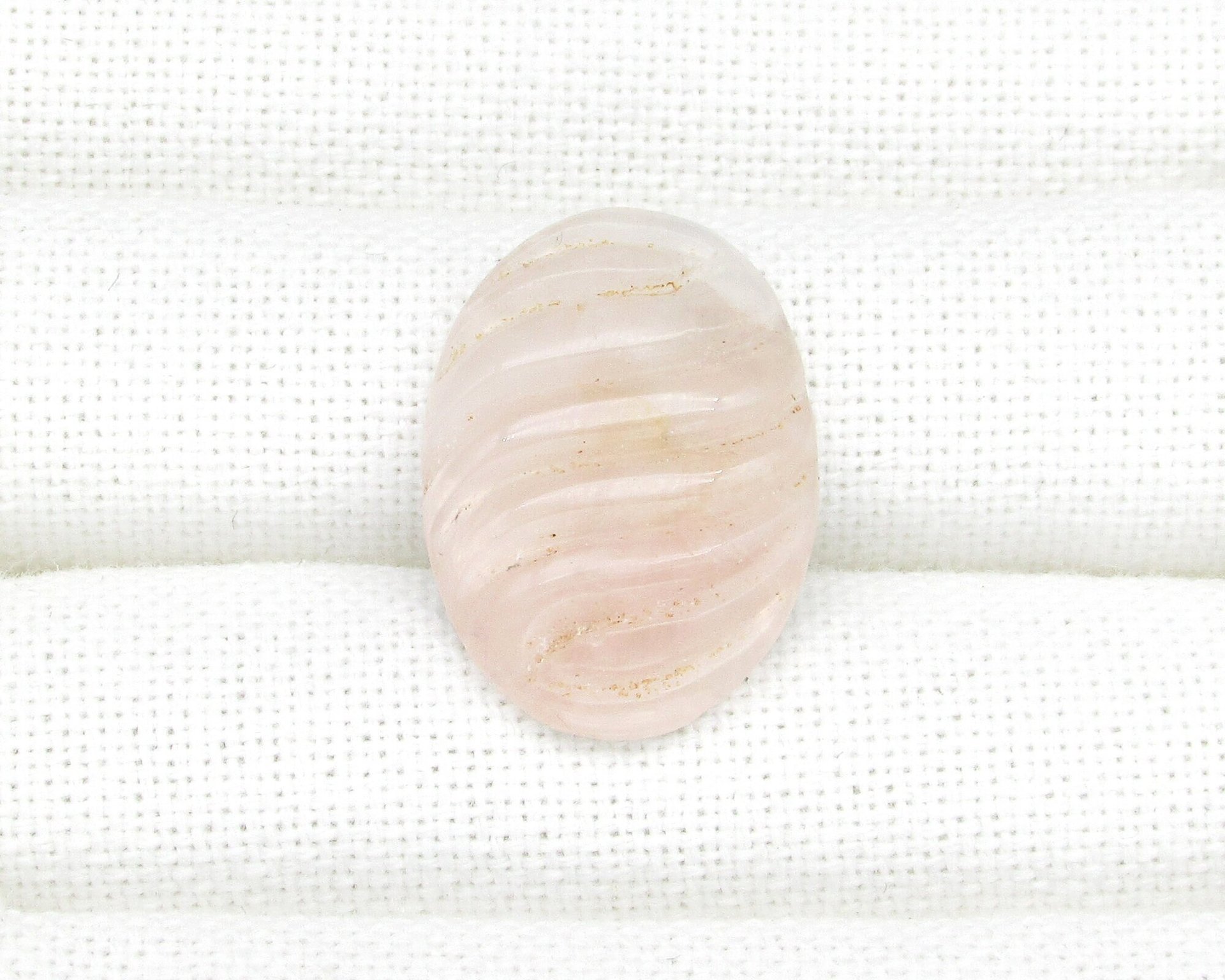 Rose Quartz Oval Cabochon, Vintage Art Deco Carved Gemstone