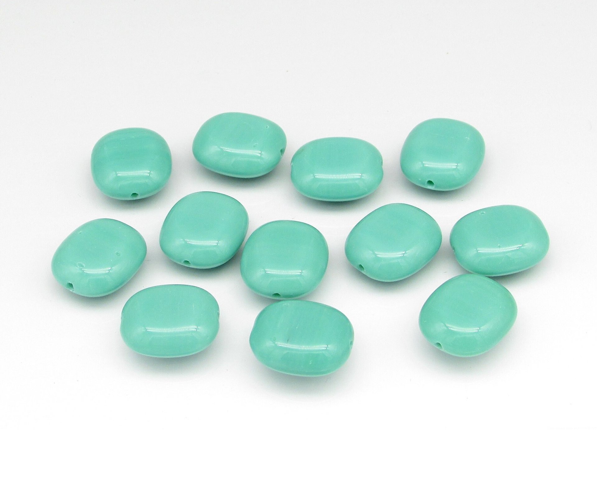 14x12mm Rectangular Cushion Tablets, Vintage Czech Glass Beads (12)