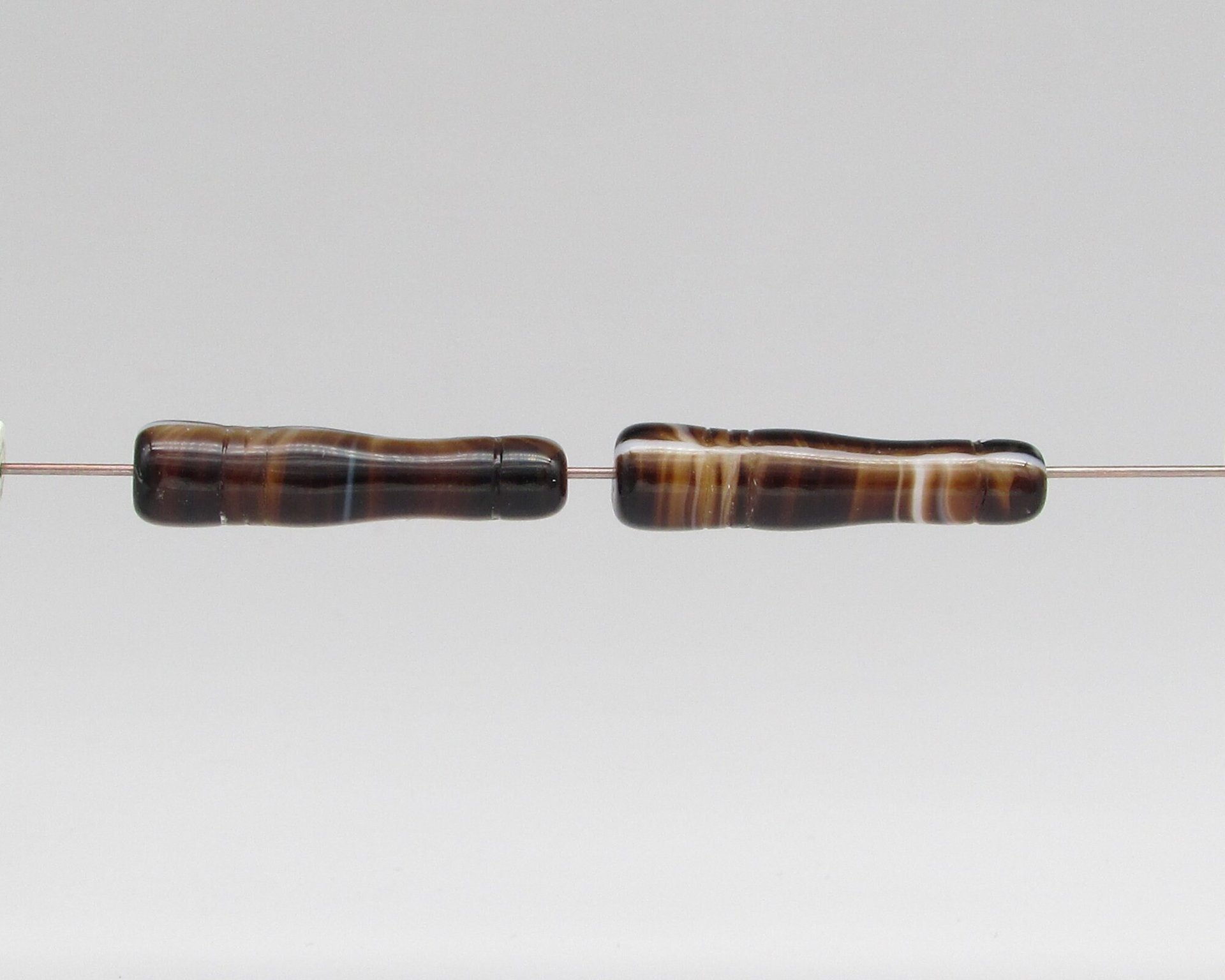 Long Art Deco-Style Tubes, Vintage Czech Pressed Glass Beads (6)