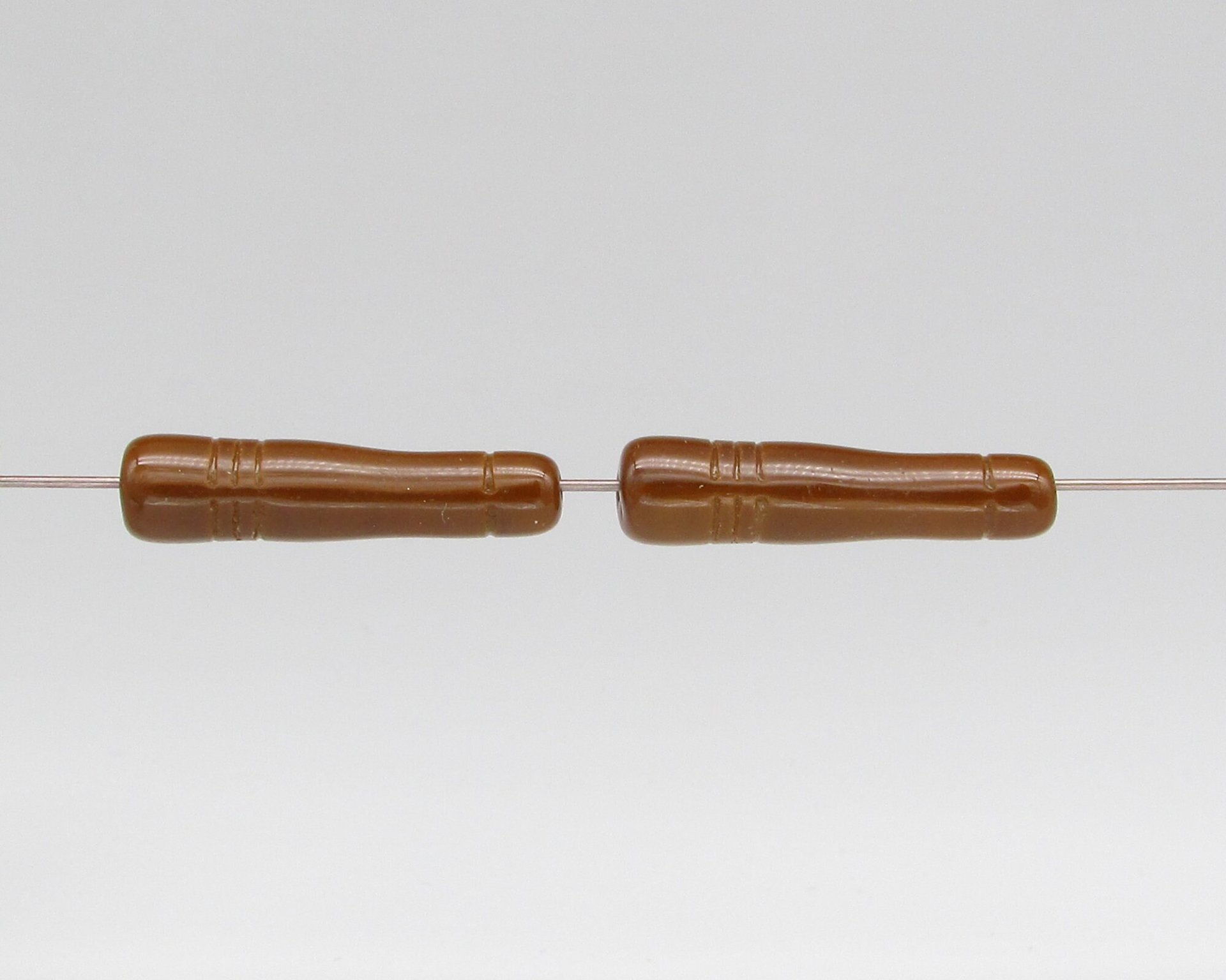 Long Art Deco-Style Tubes, Vintage Czech Pressed Glass Beads (6)