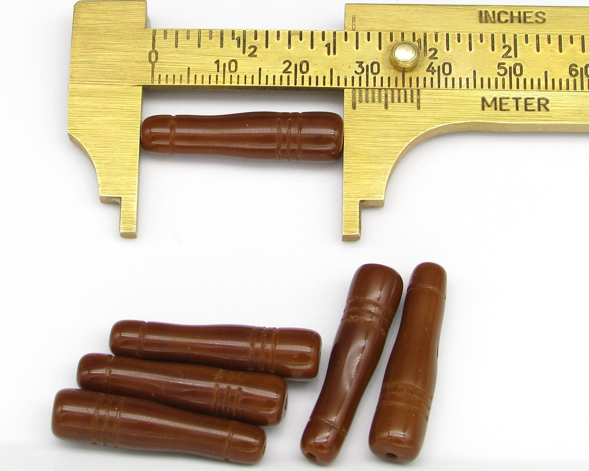 Long Art Deco-Style Tubes, Vintage Czech Pressed Glass Beads (6)