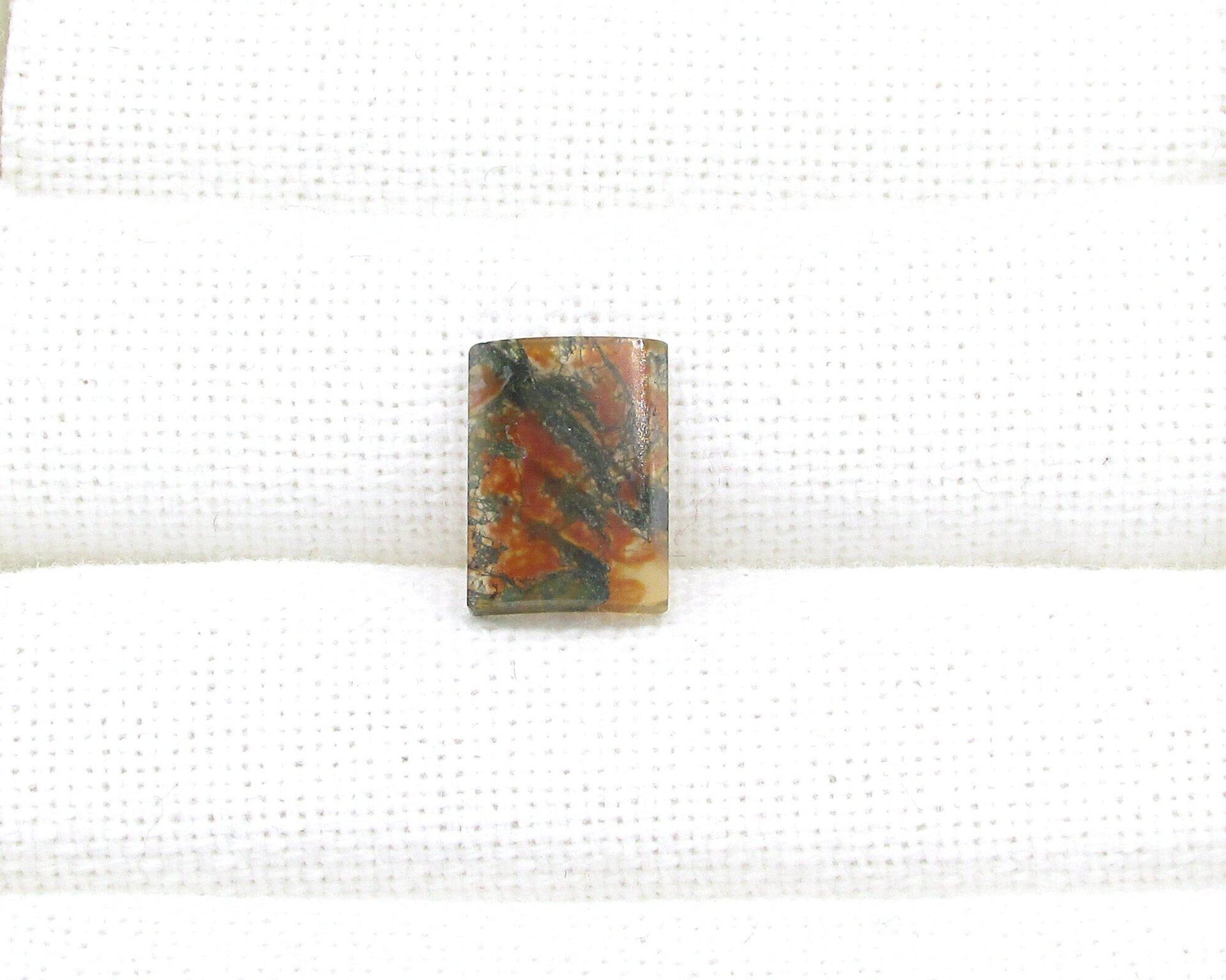 Moss Agate Cabochon,  Curved Rectangle 14.5x10.5mm
