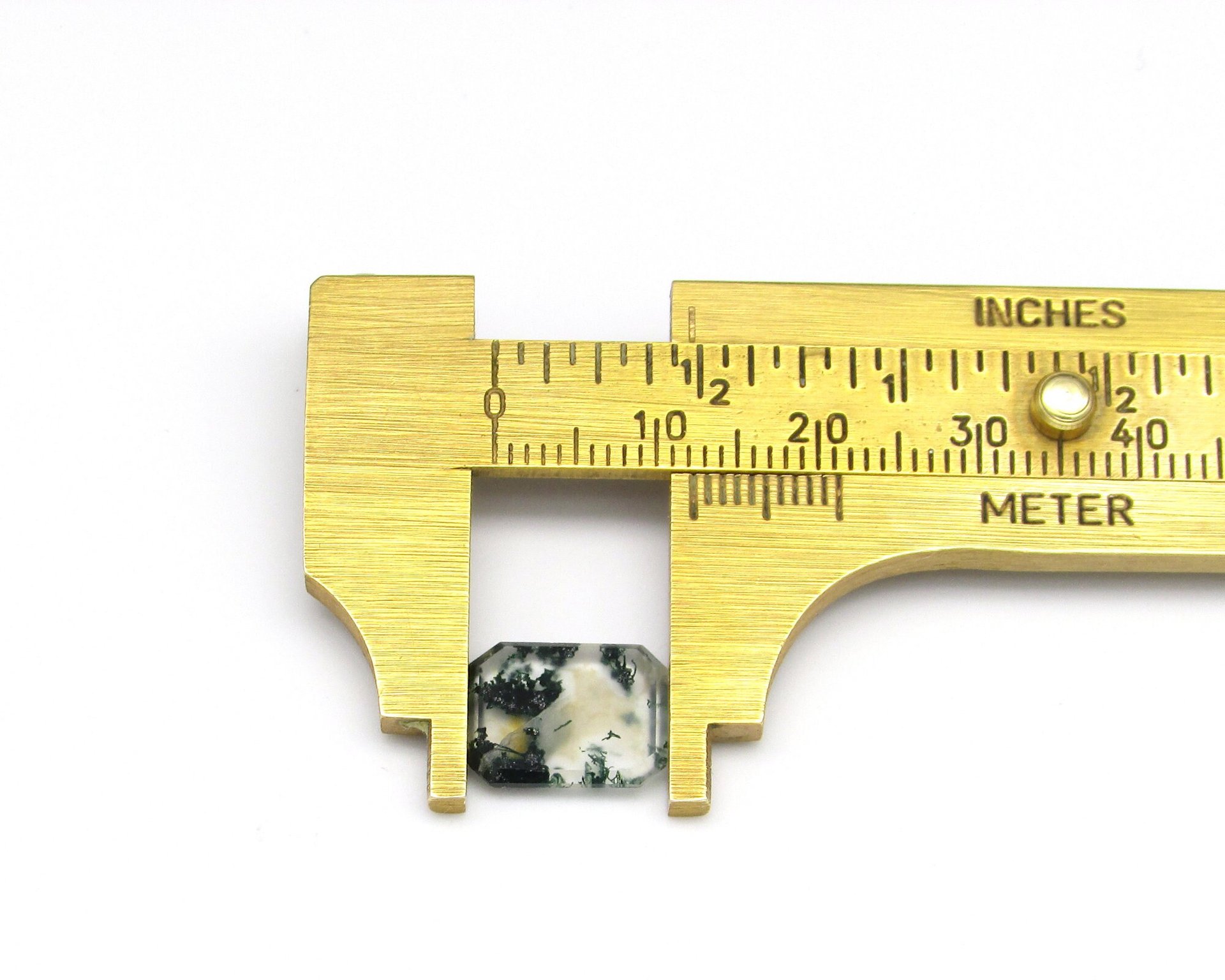12.3mm Flat Octagon, Moss Agate Cabochon