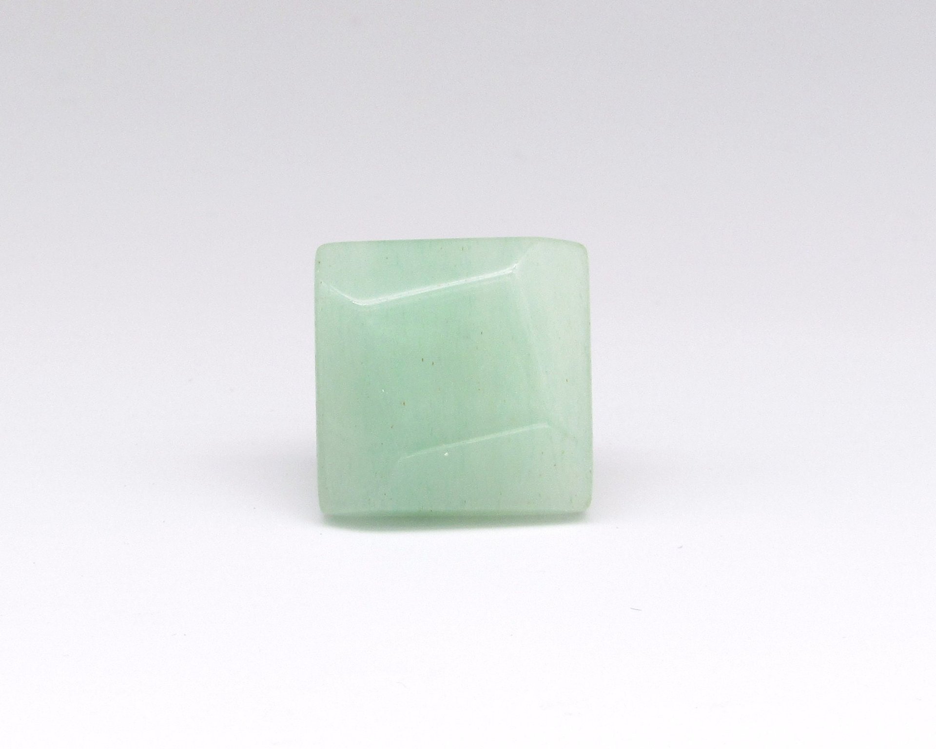 Nephrite Jade Square Cabochon, Diagonal Bevel 21mm 35.6-41.45 Carat Flat Back Stone